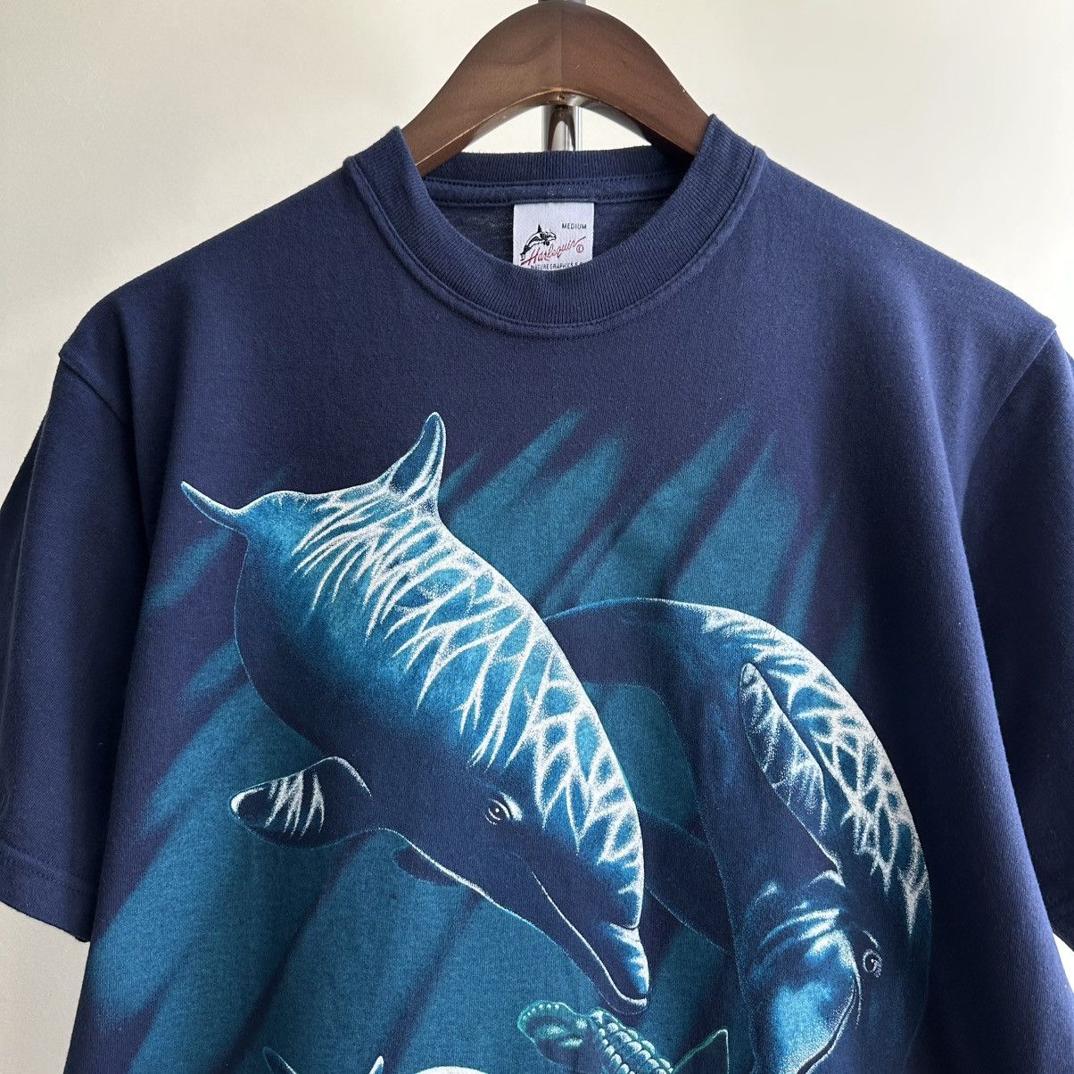 Vintage Vintage 1992 Harlequin Dolphin’s Graphic Tee Size US M / EU 48-50 / 2 - 2 Thumbnail