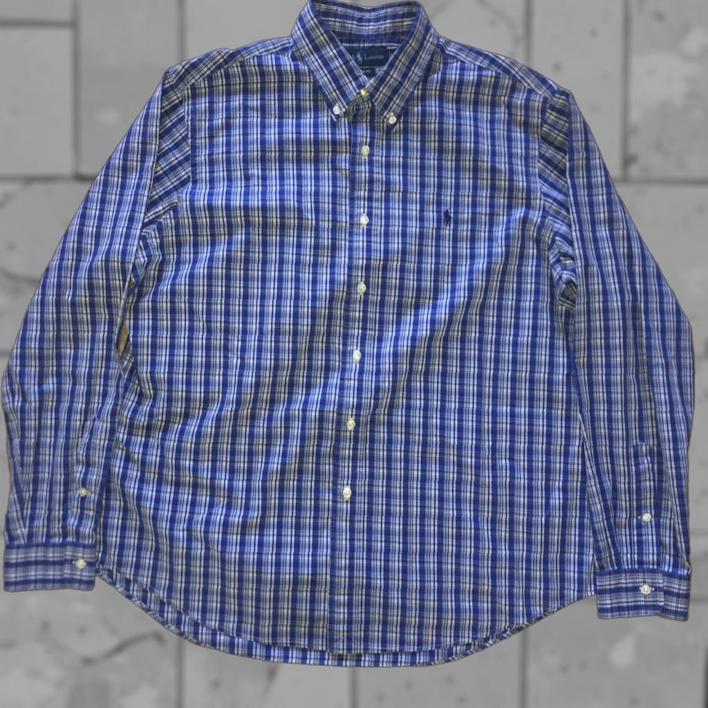 Polo Ralph Lauren VINTAGE Polo Ralph Lauren Men's Long Sleeve Button Shirt XL Blue Plaid Casual Size US XL / EU 56 / 4 - 1 Thumbnail