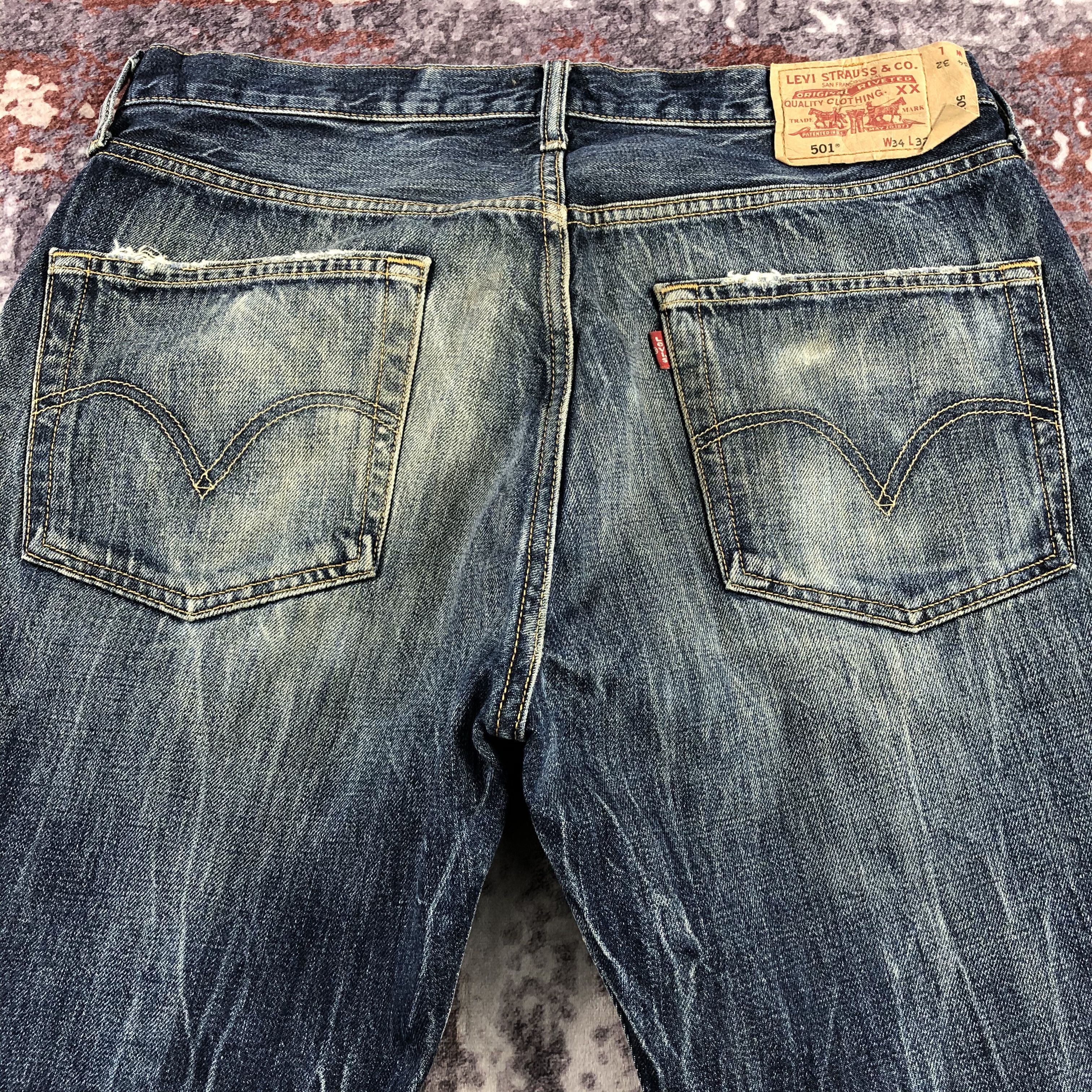Levi's 90s Vintage Blue Wash Levis 501 Jeans-JM2733 Size US 34 / EU 50 - 5 Thumbnail