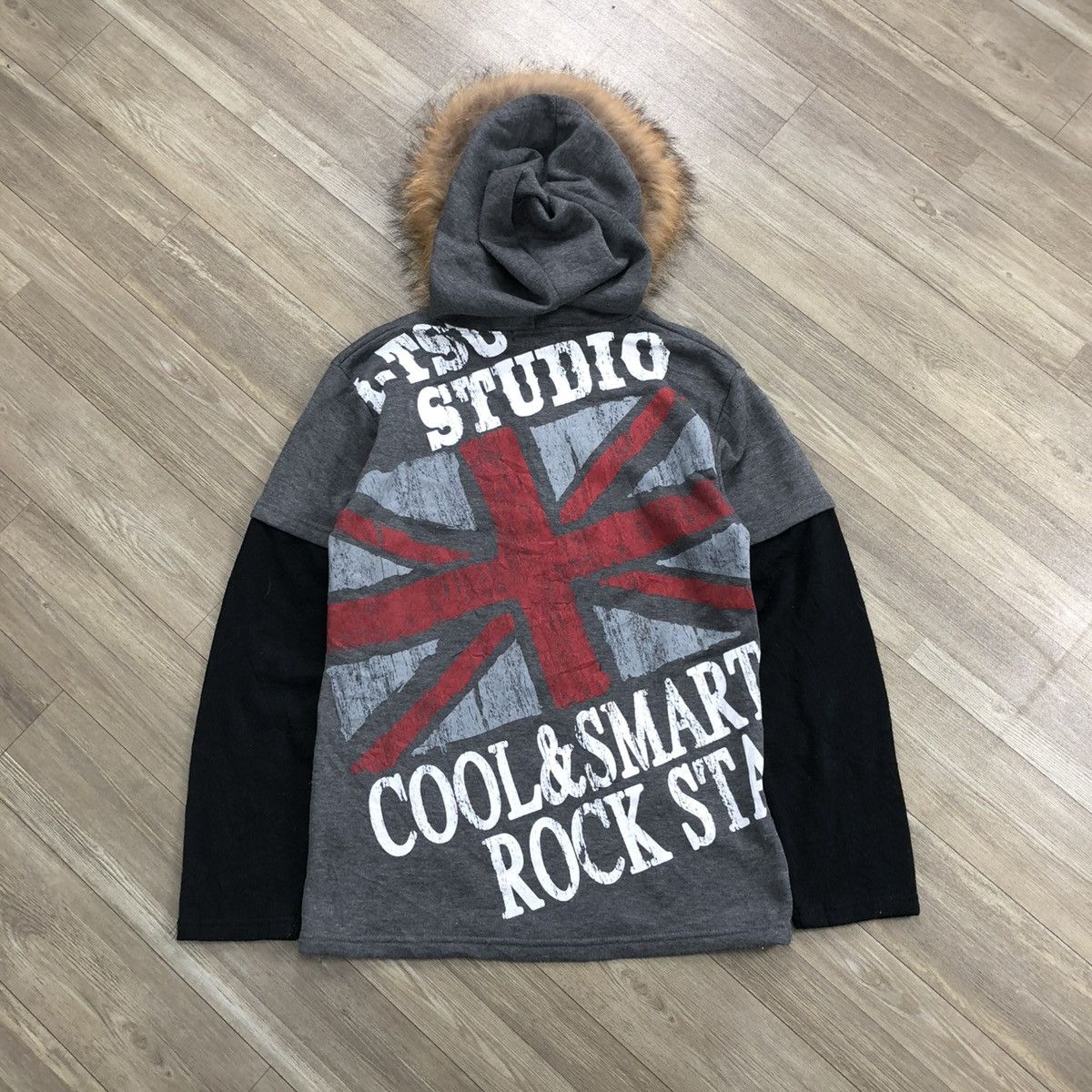 If Six Was Nine × Japanese Brand × Le Grande Bleu (L.G.B.) 2000s Bat-su Studio Poem Union Jack Lgb Gothic Fur Hoodie Size US M / EU 48-50 / 2 - 16 Thumbnail