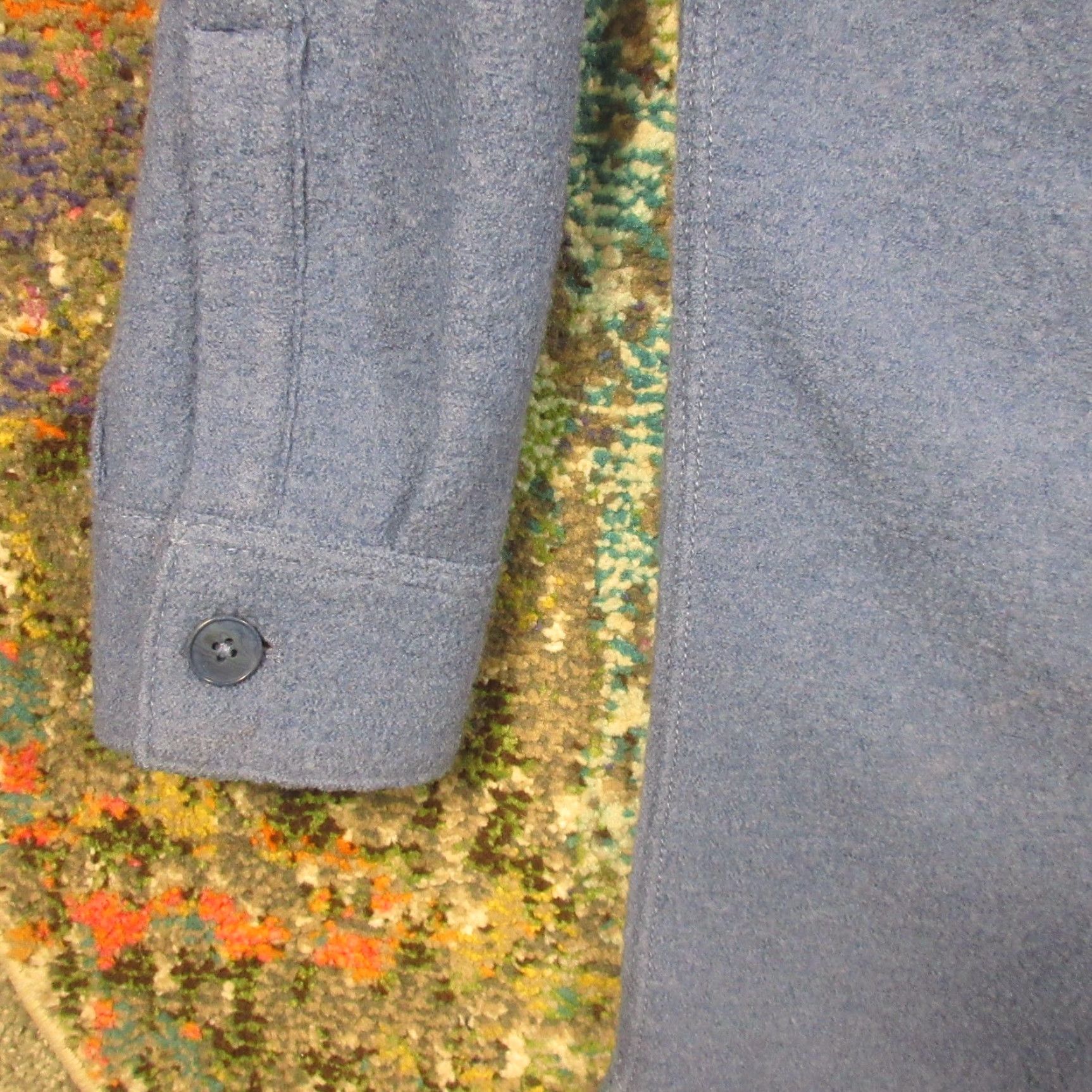 Banana Republic Banana Republic Mens Jacket Wool Blue Oversized Button Front Casual Blazer M Military Jacket Lined Zip Front Mid-Length Size 40R - 5 Thumbnail