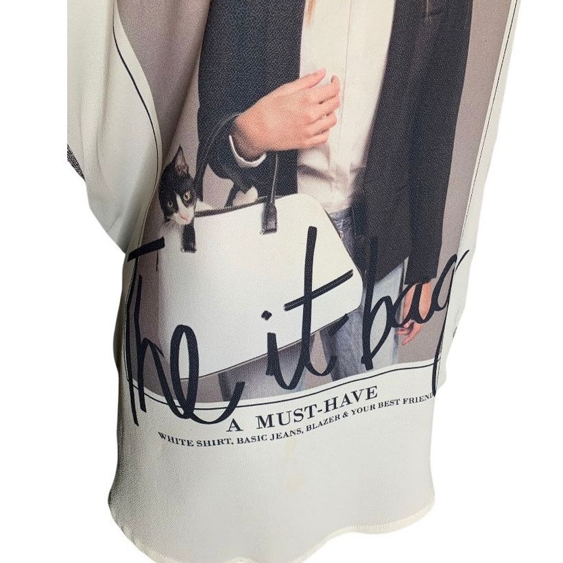 Zara ZARA Collection Women's Small Oversized Tunic Top Art Design Size S / US 4 / IT 40 - 3 Thumbnail