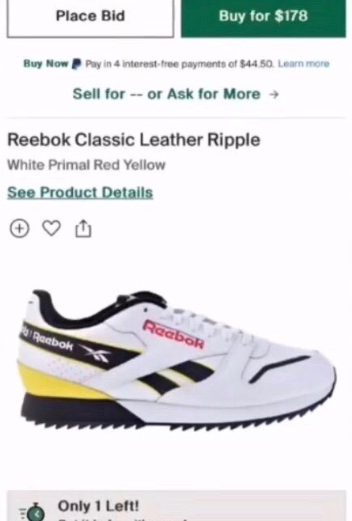 Reebok CLASSIC Leather Ripple Size US 6.5 / EU 39-40 - 3 Thumbnail