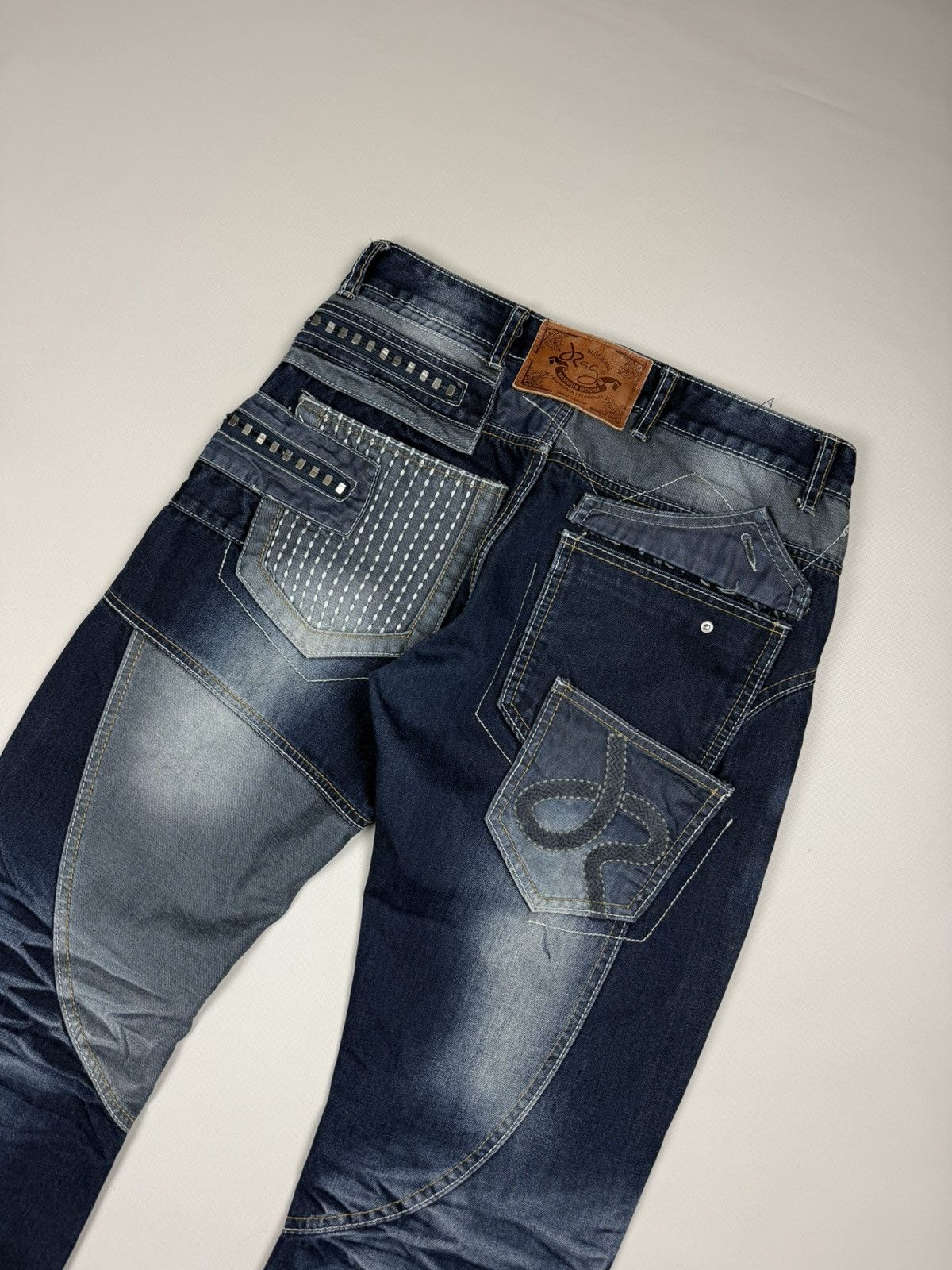 Japanese Brand J-Rag Men’s Japanese Style Multipocket Patchwork Jeans Size US 33 - 19 Thumbnail