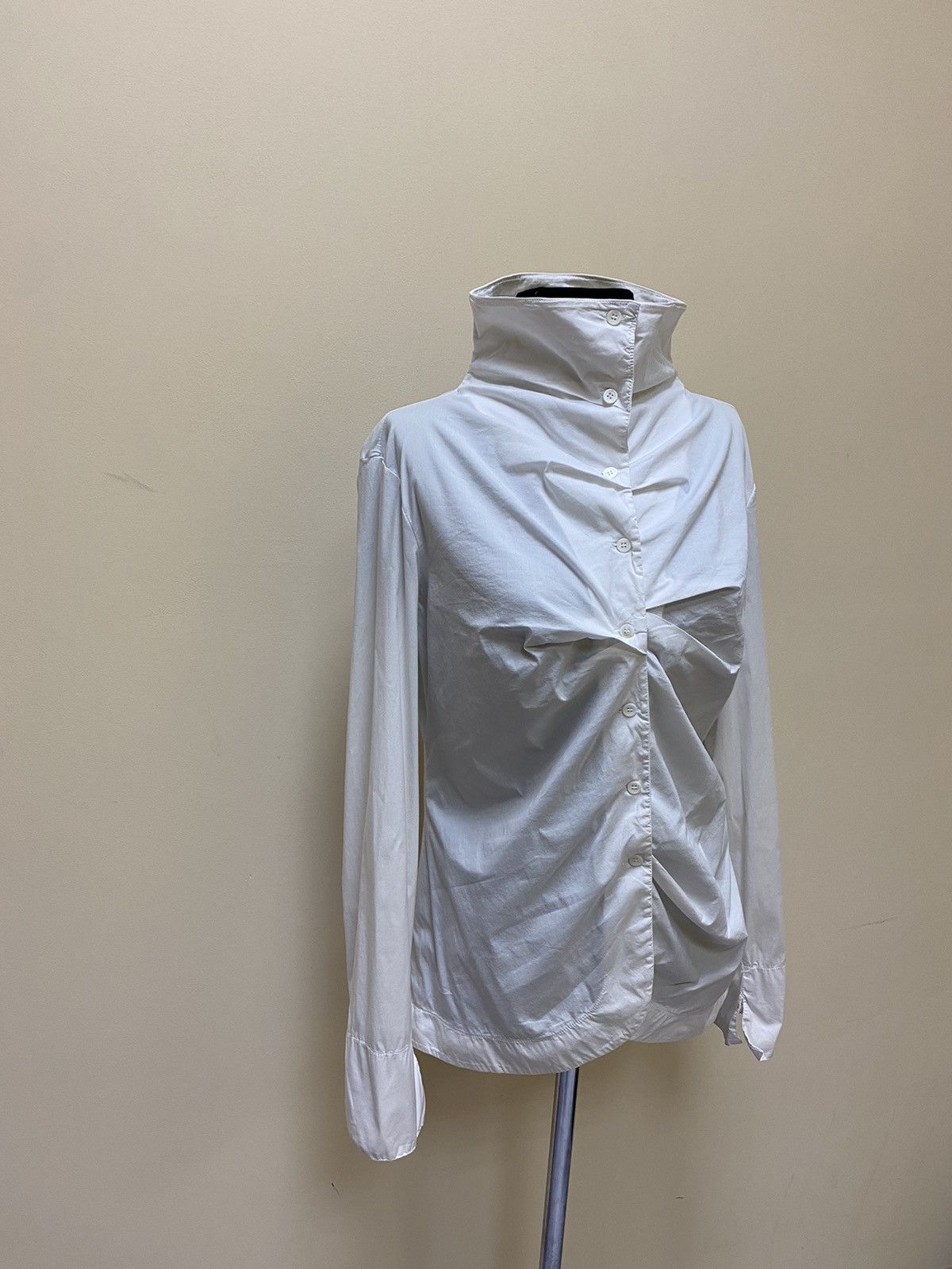 Transit Uomo Transit Par Such Womens Avant Garde White Button Up Shirt Size M / US 6-8 / IT 42-44 - 2 Thumbnail