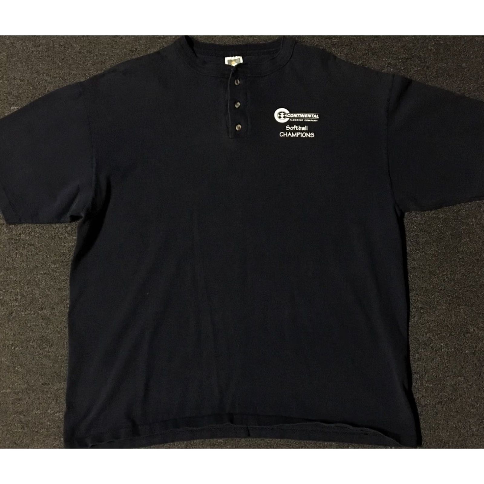 Champion VINTAGE Baseball Shirt XL USA 90s Construction Softball Champions Faded Henley Shirt Navy Blue Single Stitch Mens Grunge 90s Track & Field Size US XL / EU 56 / 4 - 2 Thumbnail