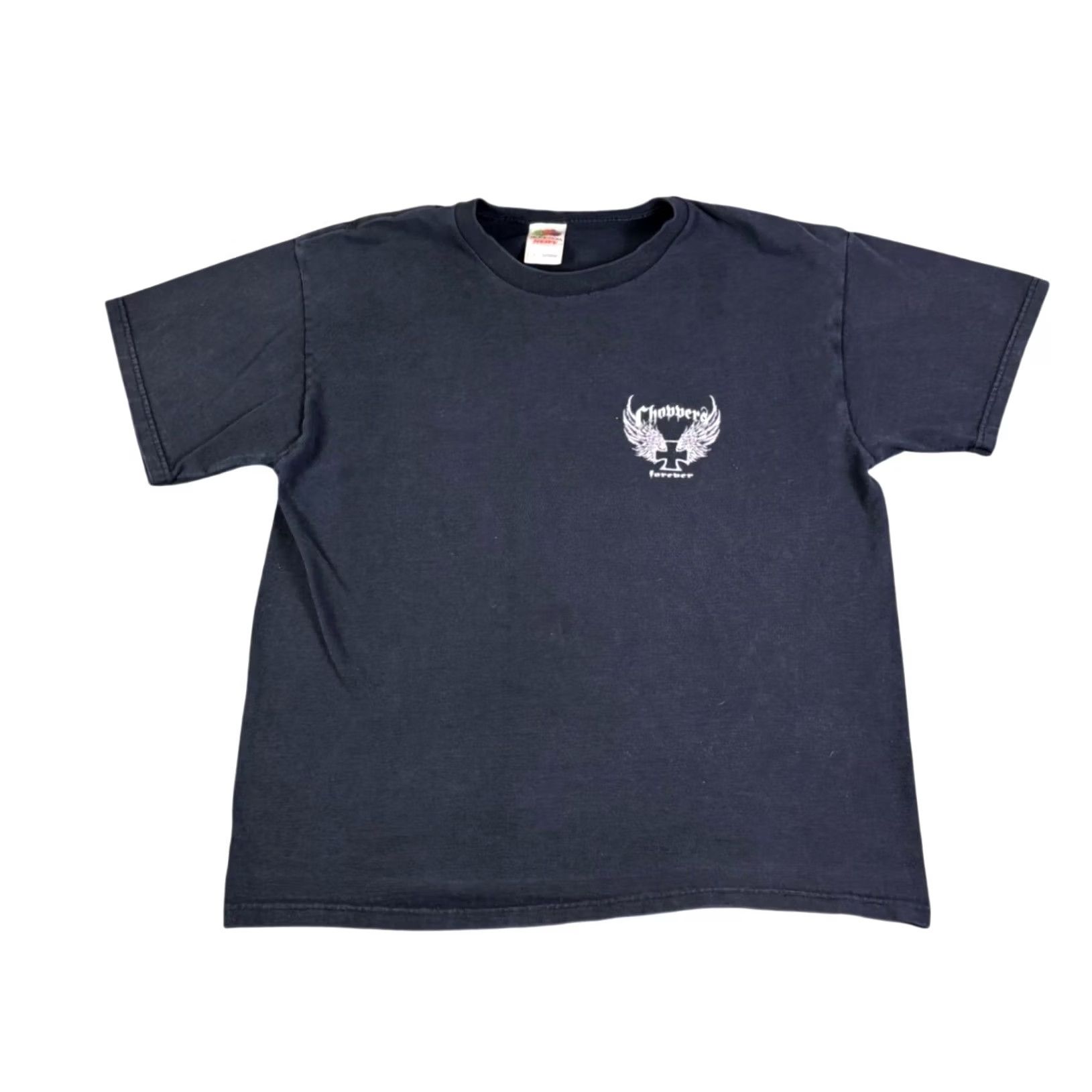 Fruit Of The Loom VINTAGE Choppers Forever T-Shirt Mens Large Black Iron Cross Thunder Graphic Size US L / EU 52-54 / 3 - 2 Thumbnail