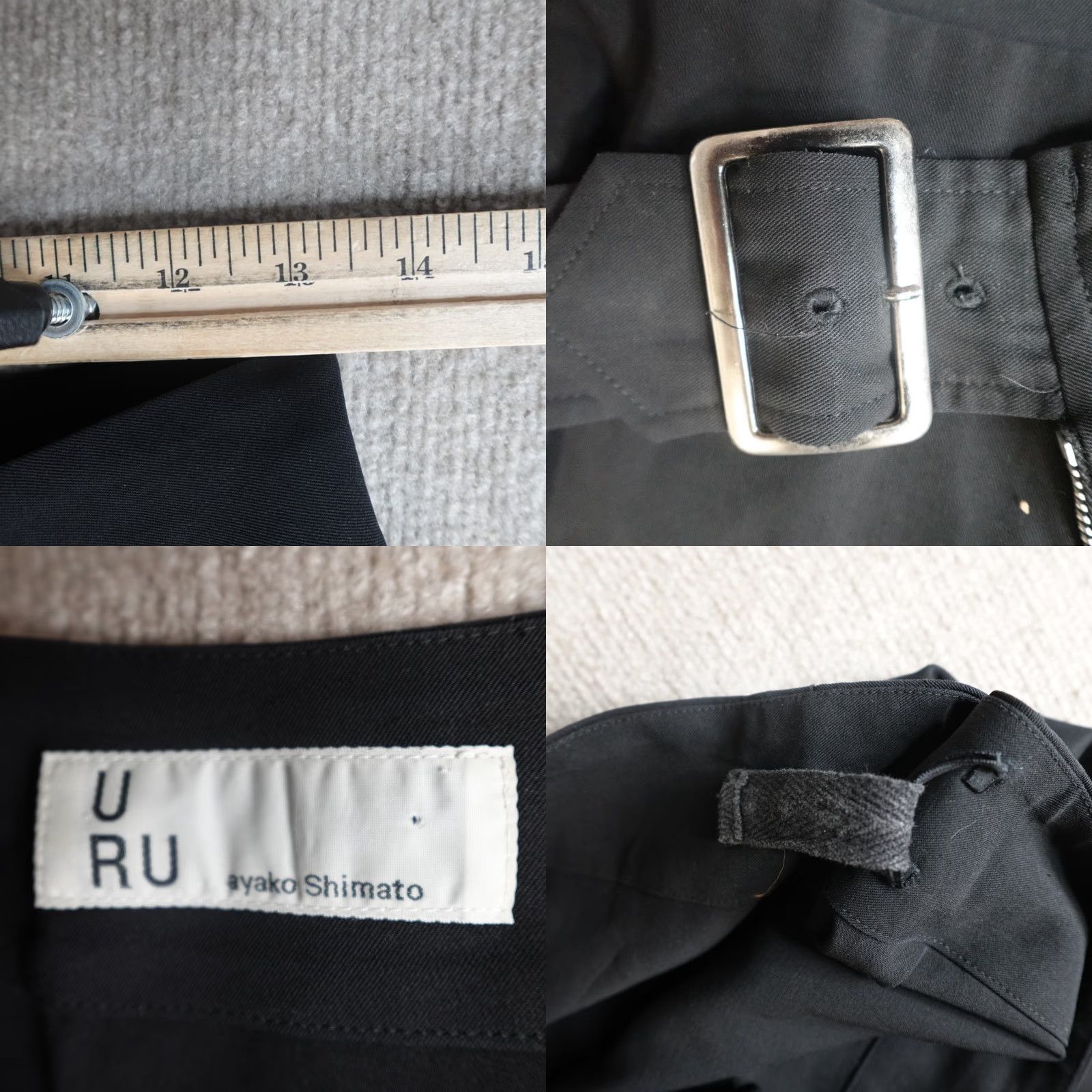 Vintage URU Ayako Shimato Womens Skirt XL Black Wool Made in Japan Dark Academia Size 28" / US 6 / IT 42 - 9 Thumbnail