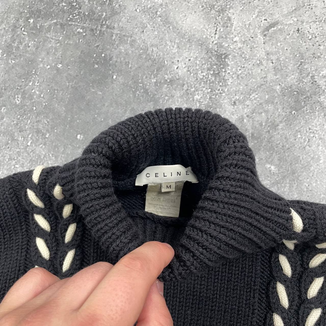 Celine Celine Turtleneck Contrast Cable Knitted Sweater Women’s Size S / US 4 / IT 40 - 10 Thumbnail