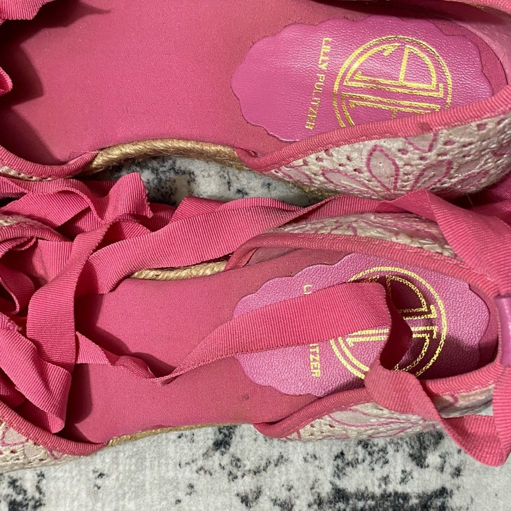Lilly Pulitzer Women's Lilly Pulitzer Pink White Espadrille Wedges Size 8.8 Size US 8.5 / IT 38.5 - 3 Thumbnail