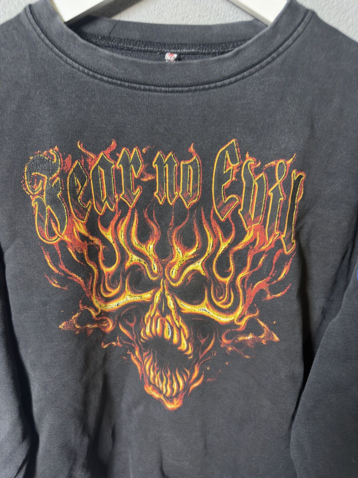 Band Tees × Vintage Vintage 90’s Fear No Evil Tribal Inferno Flame Sweatshirt Size US M / EU 48-50 / 2 - 3 Thumbnail
