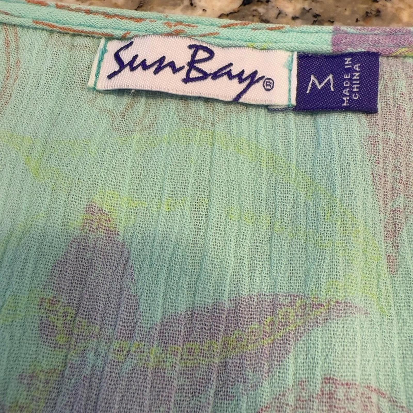 Other Sun Bay 100% cotton gauzy colorful tropical top SZ Medium Size M / US 6-8 / IT 42-44 - 6 Thumbnail