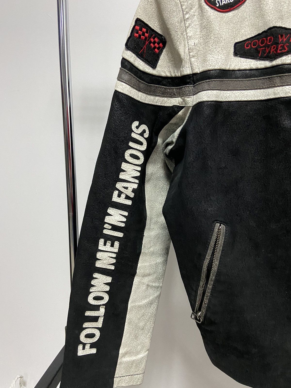 Vintage Moto team leather jacket follow me I'm famous big logo Size US XXL / EU 58 / 5 - 4 Thumbnail