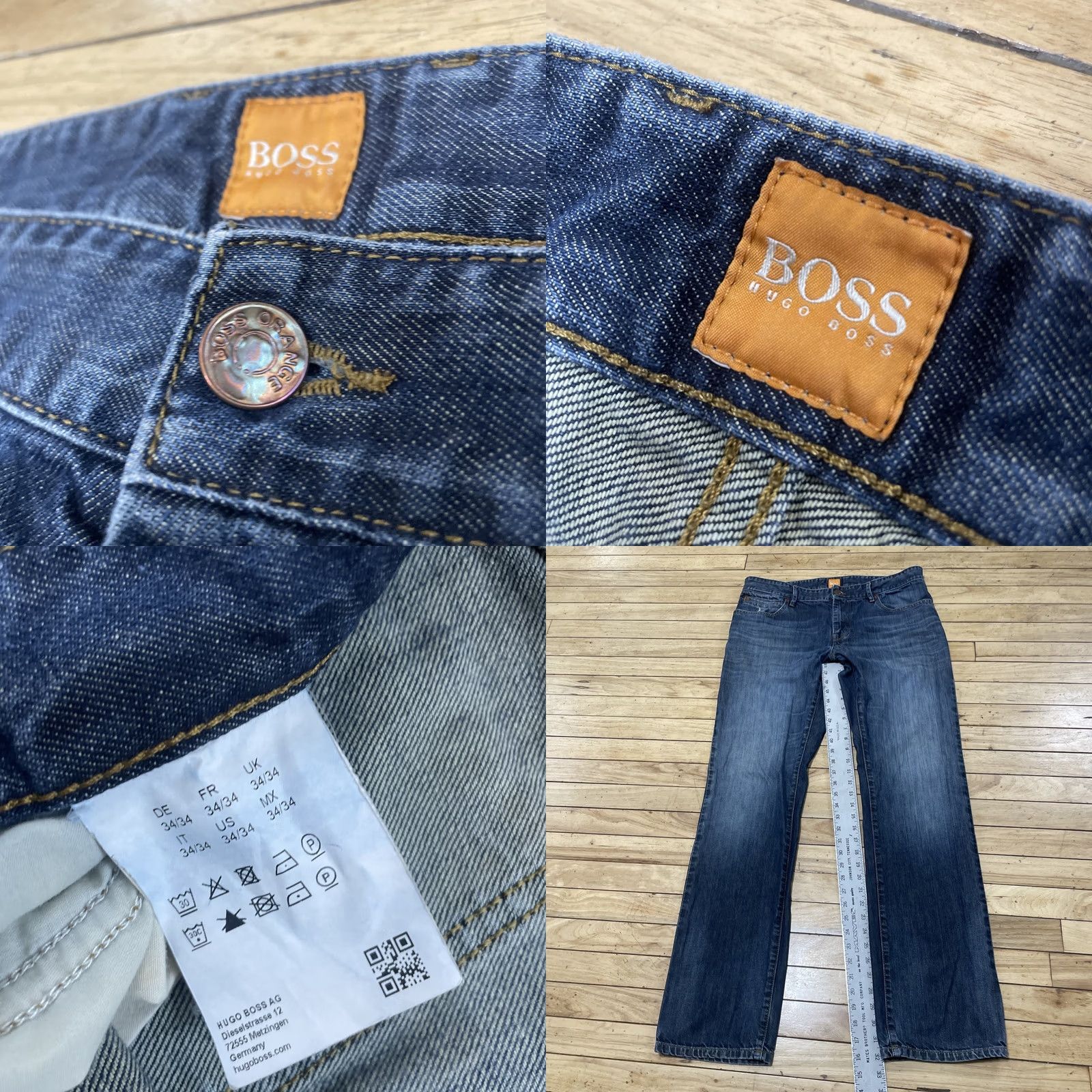 Hugo Boss HUGO BOSS Orange Jeans Men W34 L34 Blue Straight Stretch Zip Fly Denim 34/34 Jeans Size US 34 / EU 50 - 8 Thumbnail