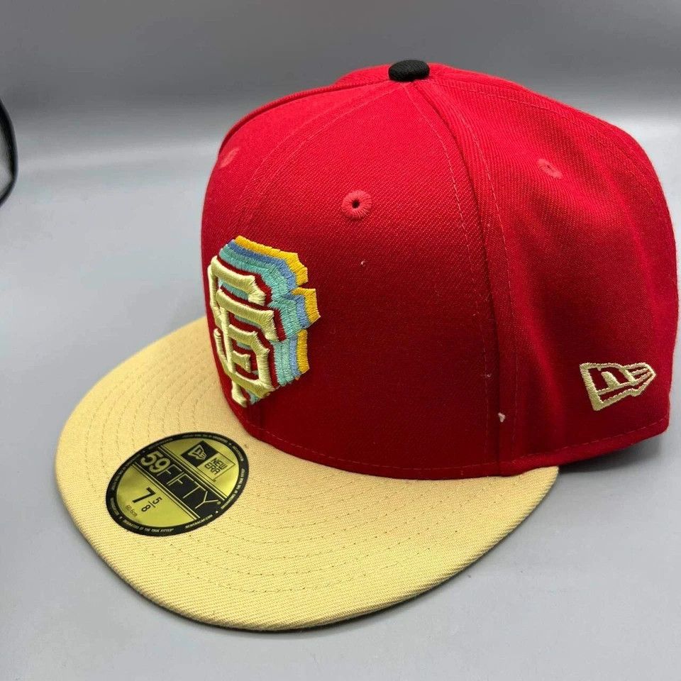 New Era San Francisco Giants Hat Men 7 5/8 Red Yellow MLB Fitted Cap Size ONE SIZE - 4 Thumbnail