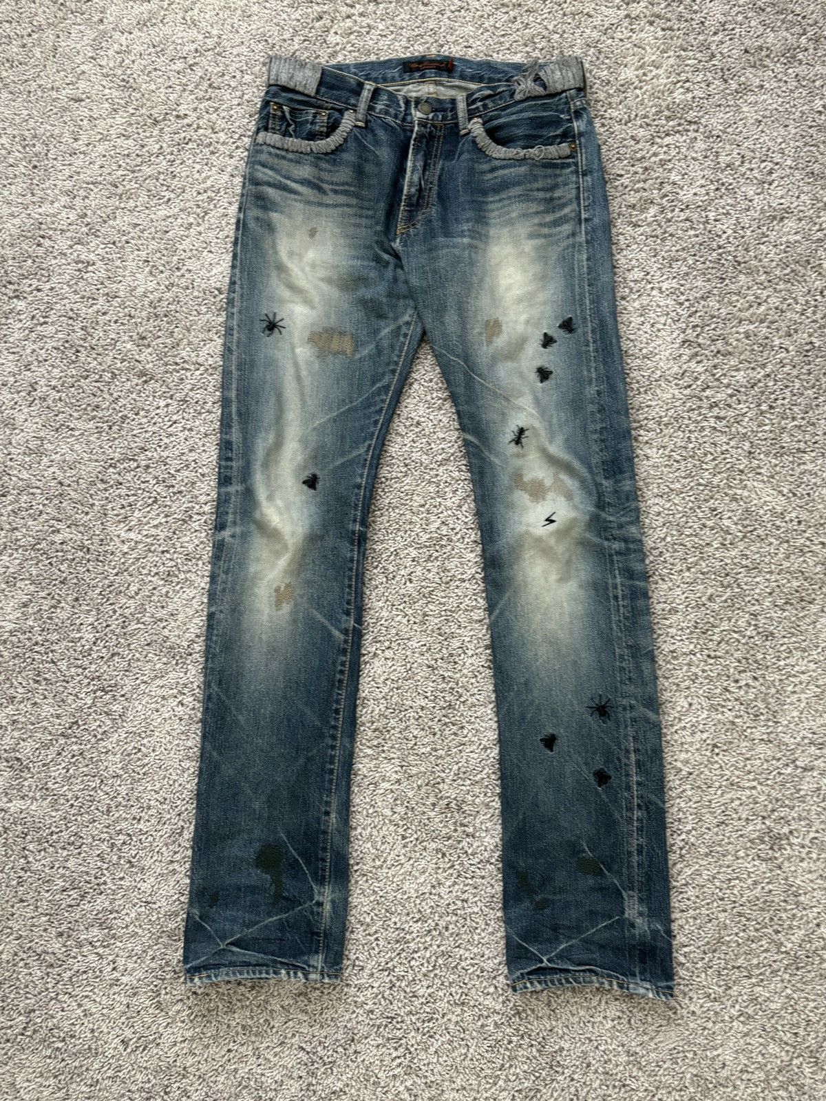 Image of Jun Takahashi x Undercover Aw06 “Guruguru” Insect Denim in Navy, Men's (Size 30)