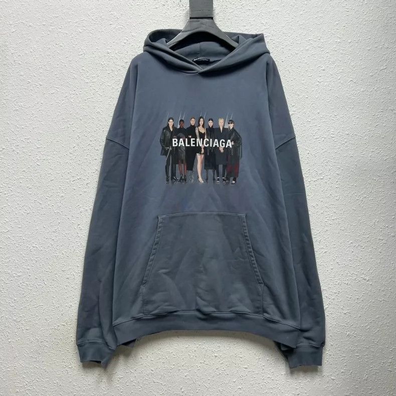 Balenciaga Balenciaga Haze Blue Portrait Pattern Hoodie Size US L / EU 52-54 / 3 - 1 Thumbnail