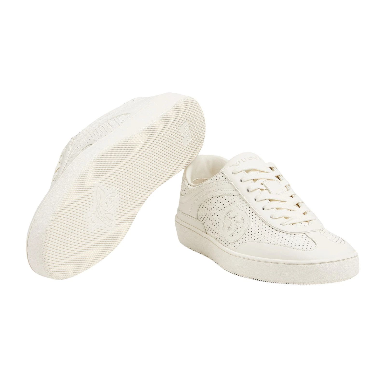 Gucci GUCCI Interlocking G Men's White Leather Sneakers New Auth Size US 6 / EU 39 - 5 Thumbnail