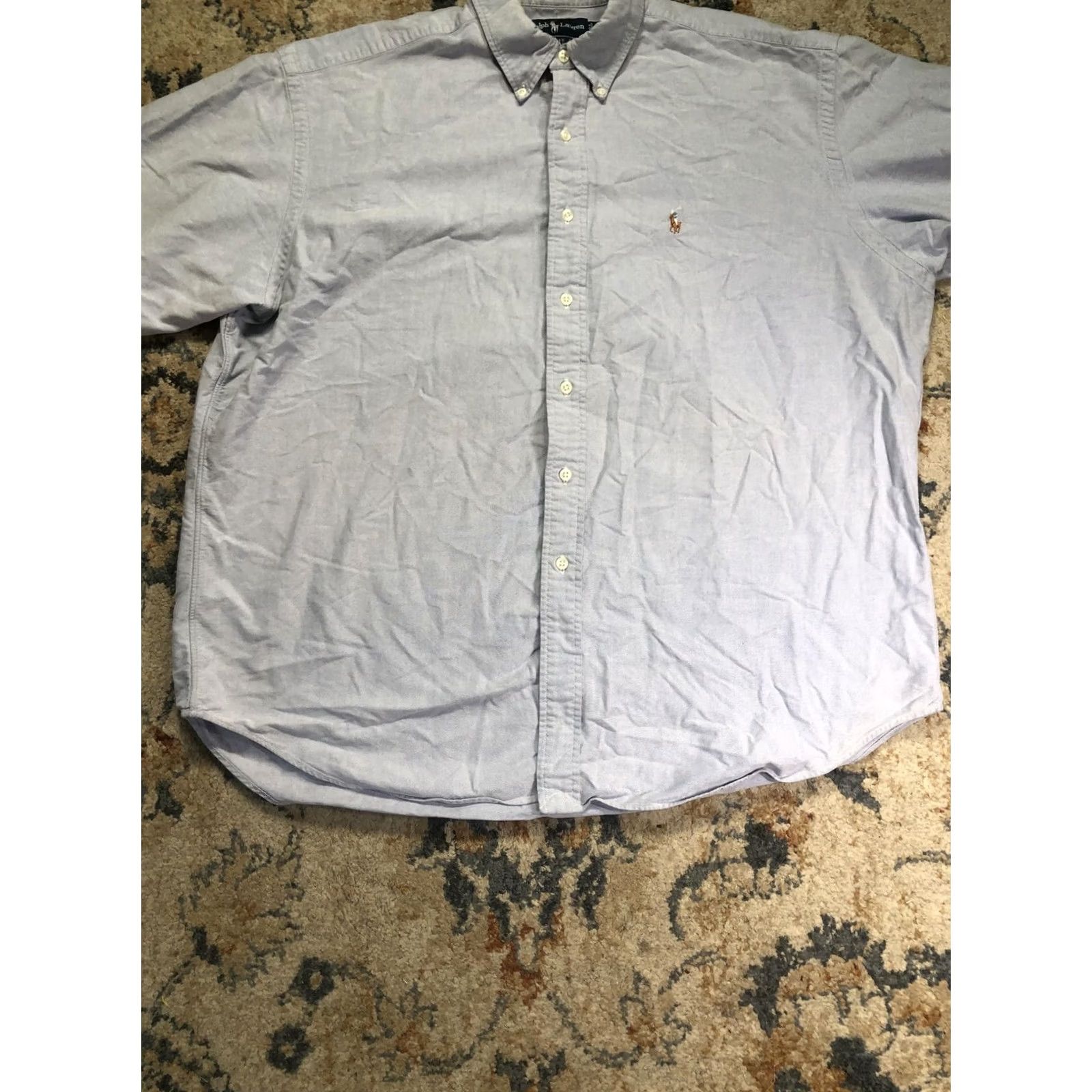 Ralph Lauren Ralph Lauren Shirt Mens XL Blue Solid Short Sleeve Button-Down Blake Pony Logo Size US XL / EU 56 / 4 - 5 Thumbnail