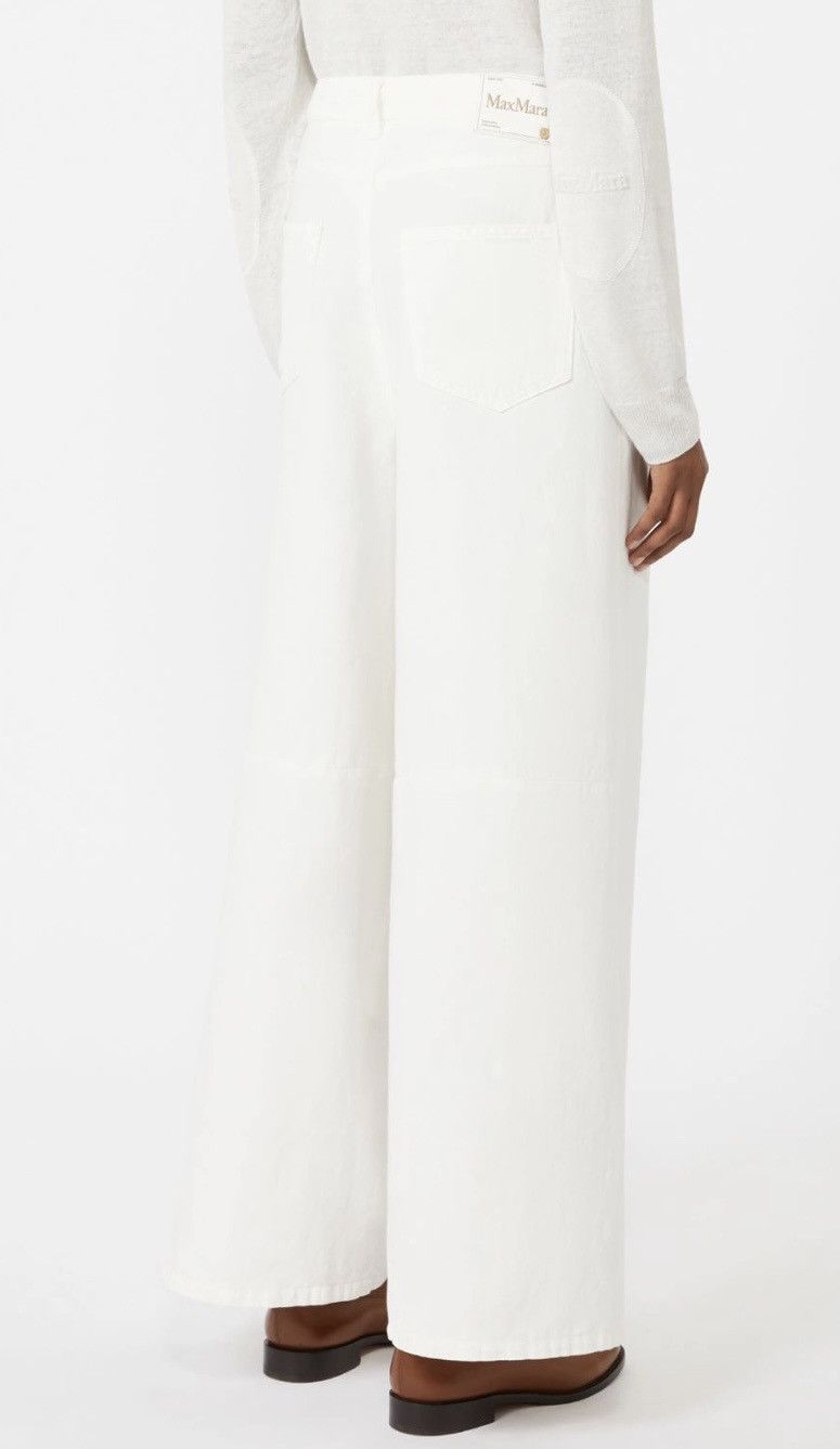 Max Mara Max Mara Brusson Linen White Wide Leg Pants Size 28" / US 6 / IT 42 - 5 Thumbnail