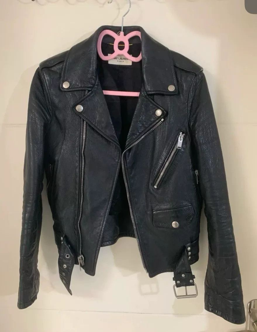 Saint Laurent Paris Saint Laurent Black Leather Jacket Size XXS / US 00 / IT 34 - 1 Thumbnail