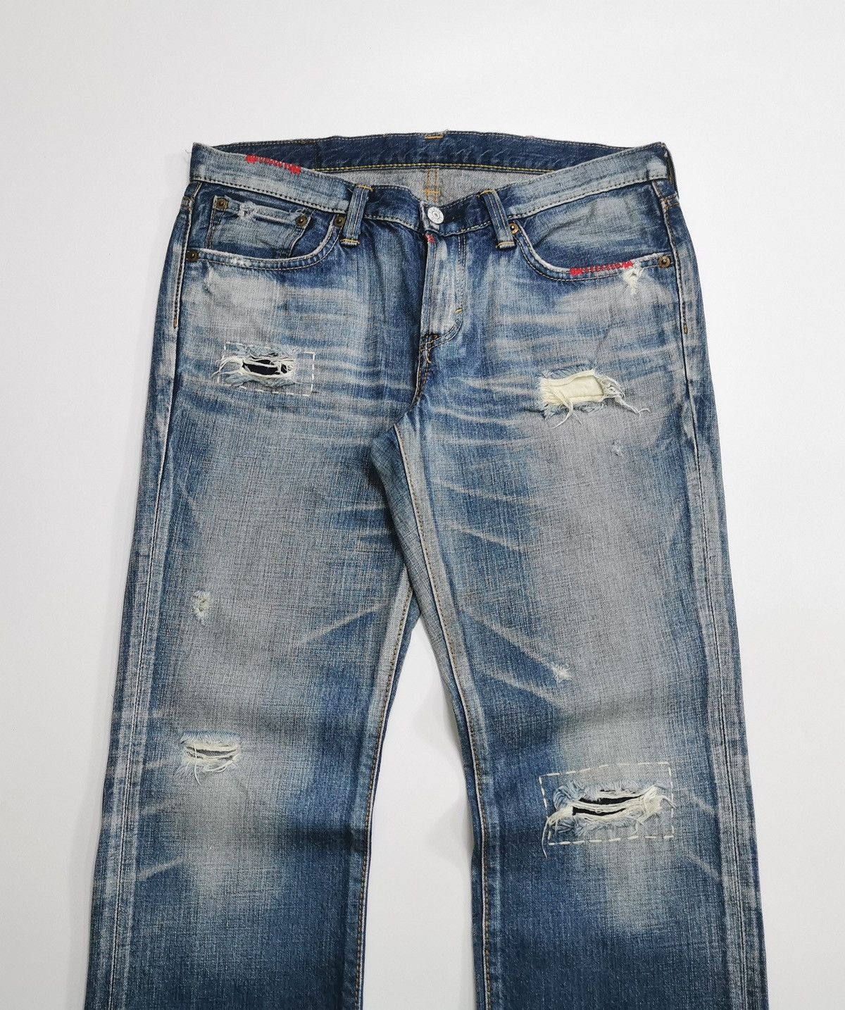 Edwin Edwin Rebel Vintage 503 Repaired Faded Denim Jeans Size US 32 / EU 48 - 3 Thumbnail
