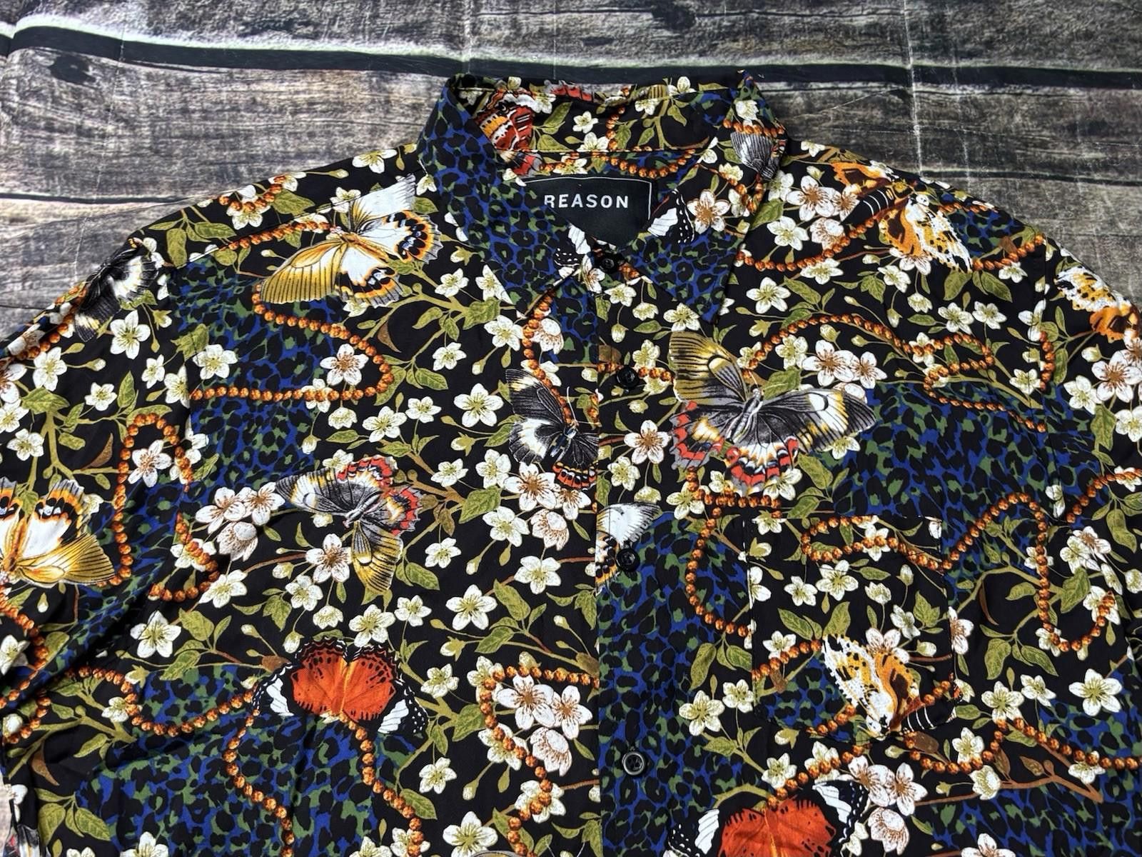 Reason Reason Shirt Men's Large Floral Abstract Butterfly Viscose Size US L / EU 52-54 / 3 - 4 Thumbnail