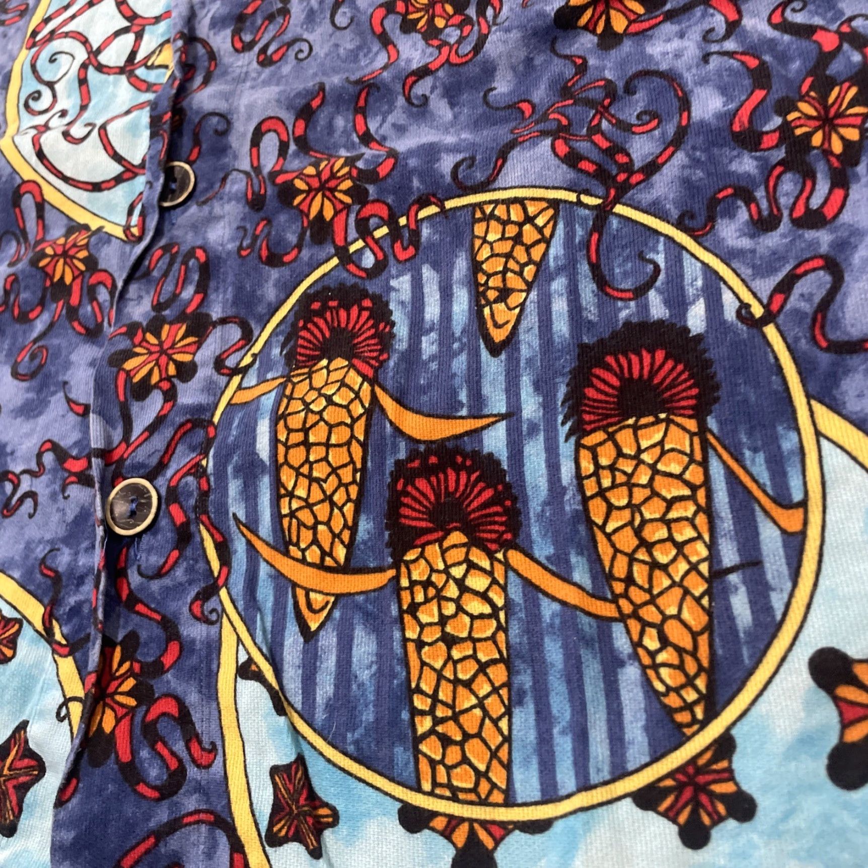 Vintage Signum Graphic Shirt Men L Oversized Butterfly Starfish Blue Orange Geometric Premium Button Up Shirt Size US L / EU 52-54 / 3 - 6 Thumbnail