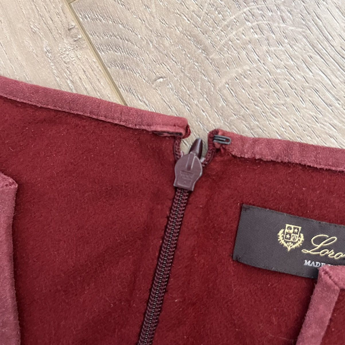 Loro Piana Loro Piana Baby Cashmere & Goat Suede Burgundy Dress Size XL / US 12-14 / IT 48-50 - 3 Thumbnail