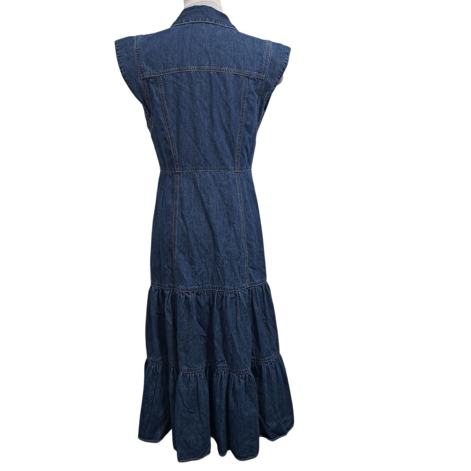 Veronica Beard Veronica Beard Jeans Button Front Closure Cap Sleeve Tiered Size M / US 6-8 / IT 42-44 - 2 Thumbnail