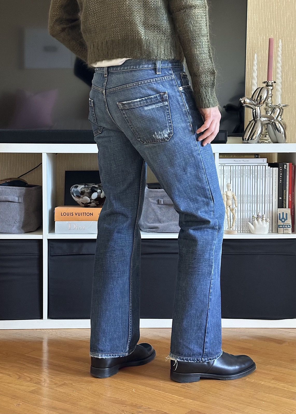 Prada × Streetwear × Vintage PRADA FW05 Bootcut Distressed Denim Jeans ...