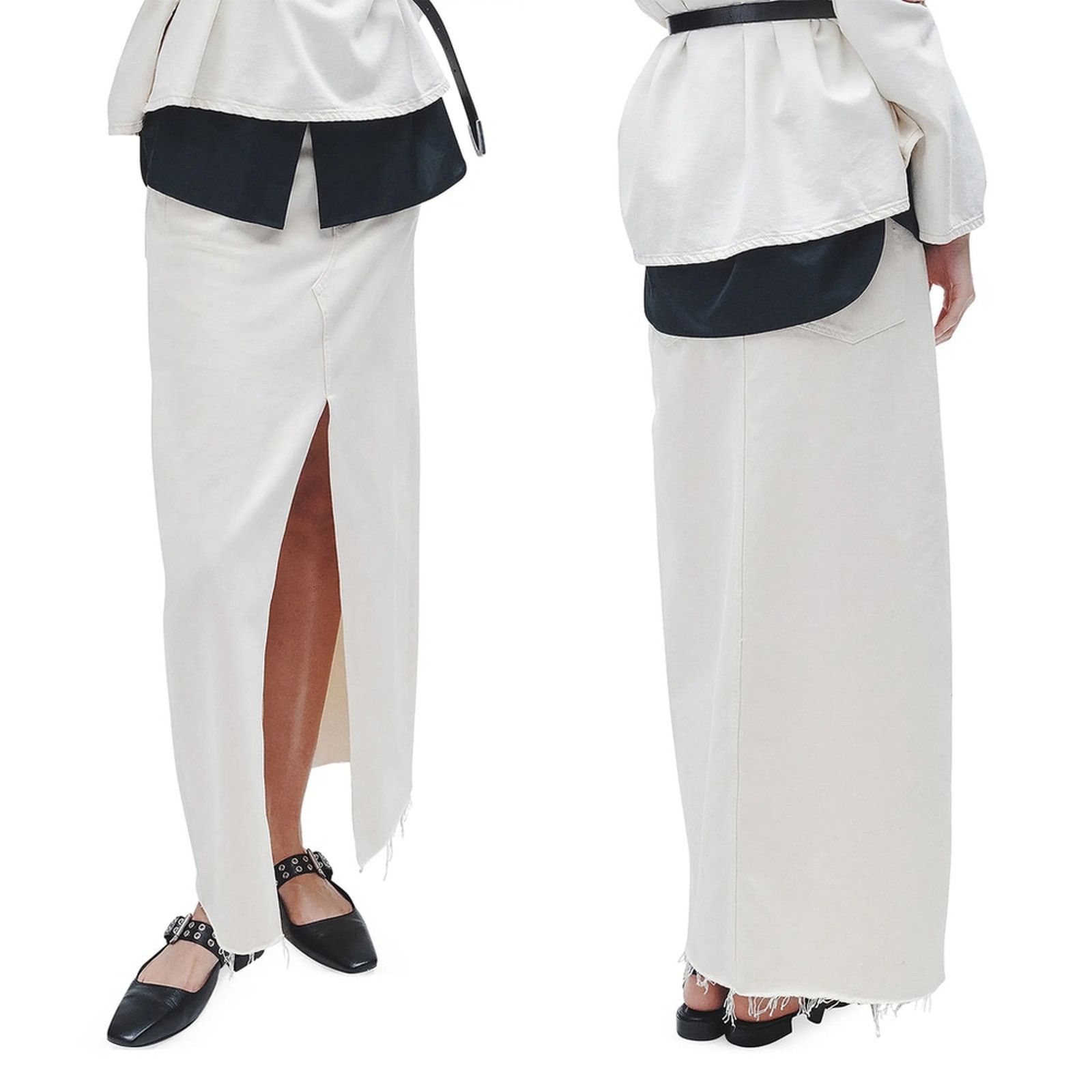 Rag & Bone NWT Rag & Bone Avery Denim Maxi Skirt Front Slit Ecru Sz 25 Size 25" / US 0 / IT 36 - 1 Thumbnail