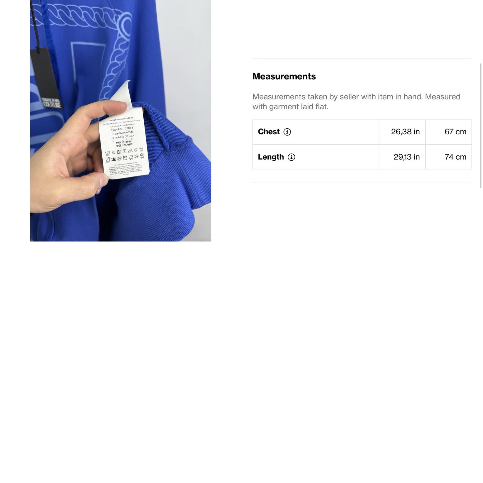 Versace Jeans Couture VERSACE JEANS COUTURE Hoodie L Blue NWT Mens Pullover Over Design Colorful Italy Size US L / EU 52-54 / 3 - 9 Thumbnail