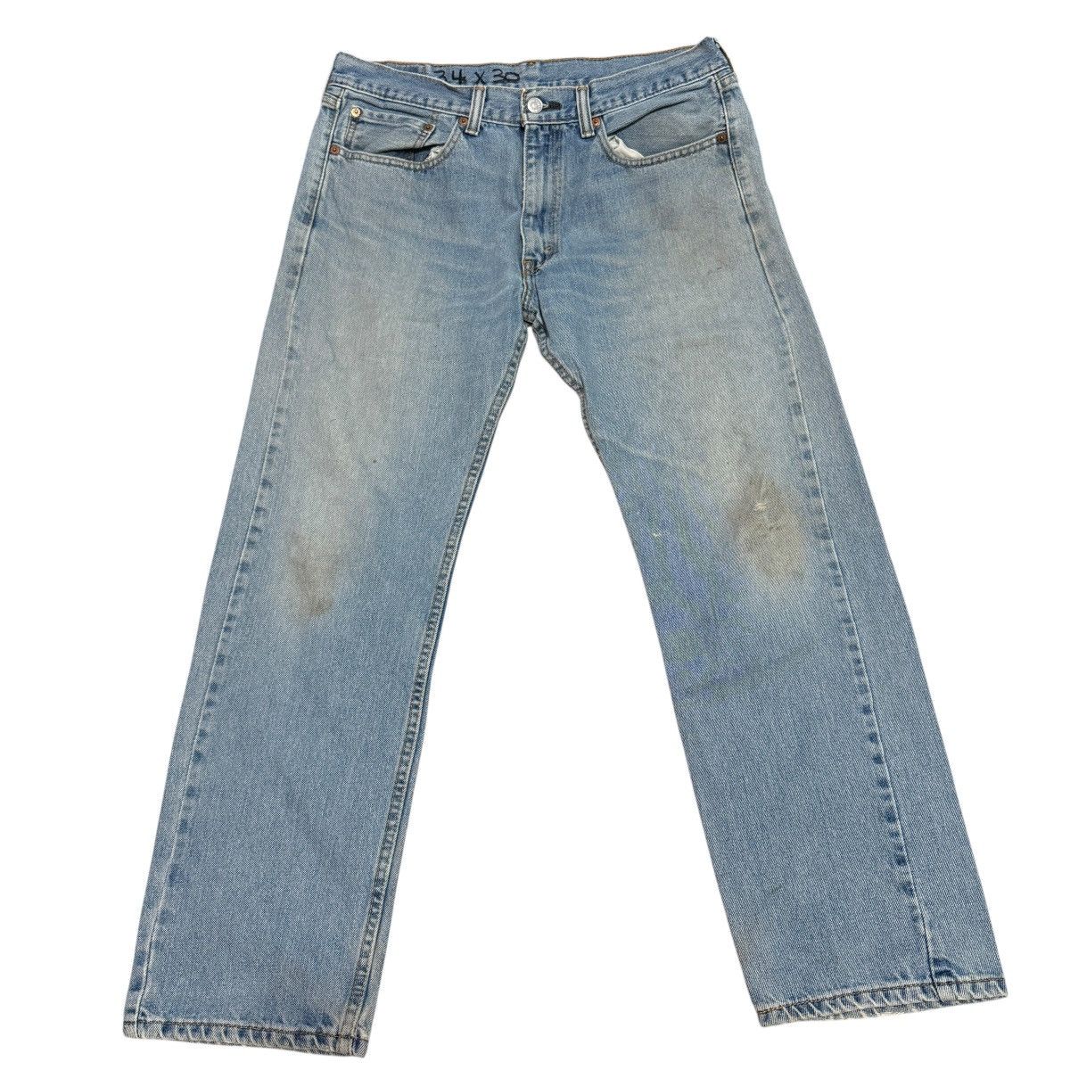 Levi's Levi’s 505 Regular Fit Jeans Light Wash Distressed Y2K 34x30 Size US 34 / EU 50 - 1 Thumbnail