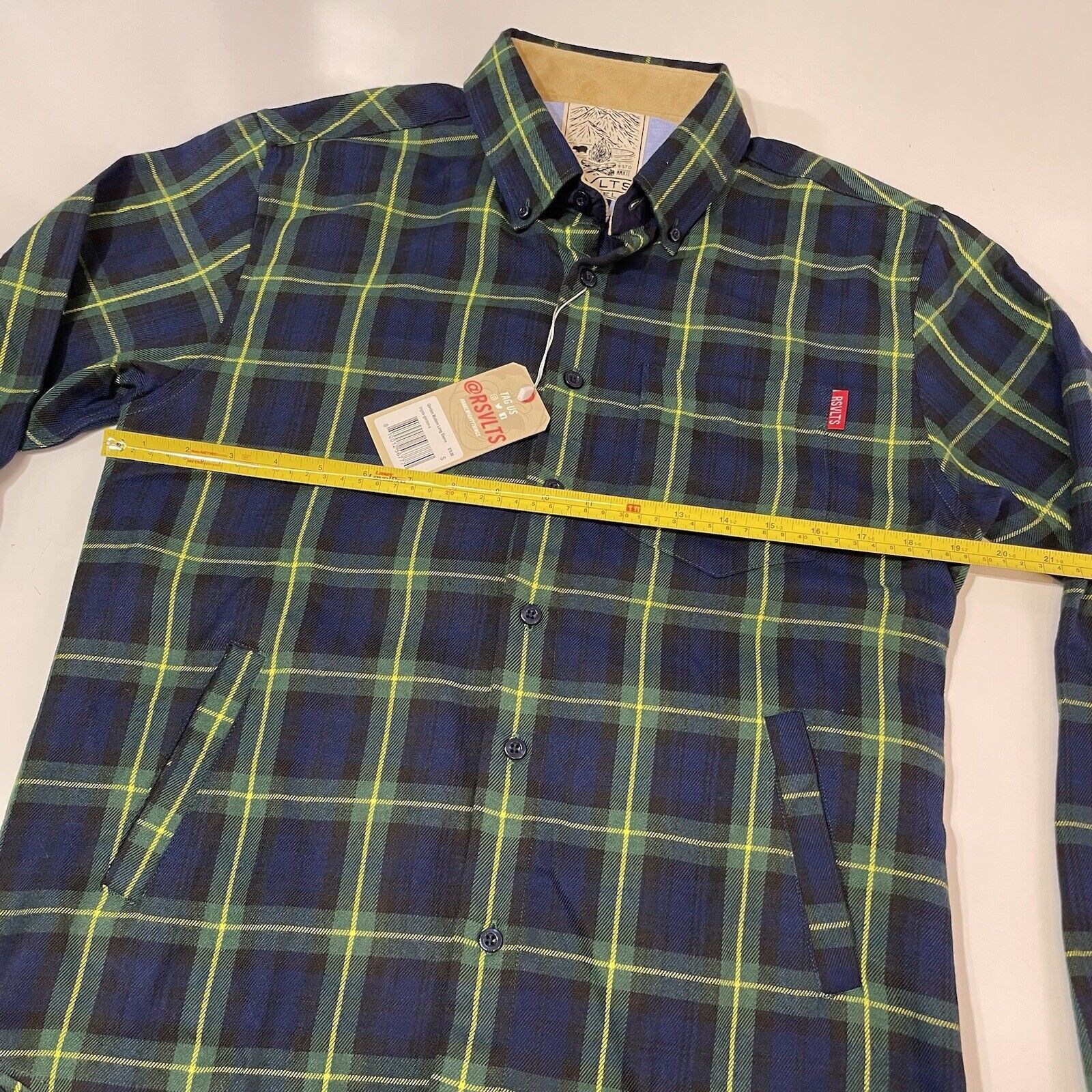RVLT RSVLTS Men’s Gordon Modern Flannel Small Plaid Button Shirt Size US S / EU 44-46 / 1 - 6 Thumbnail