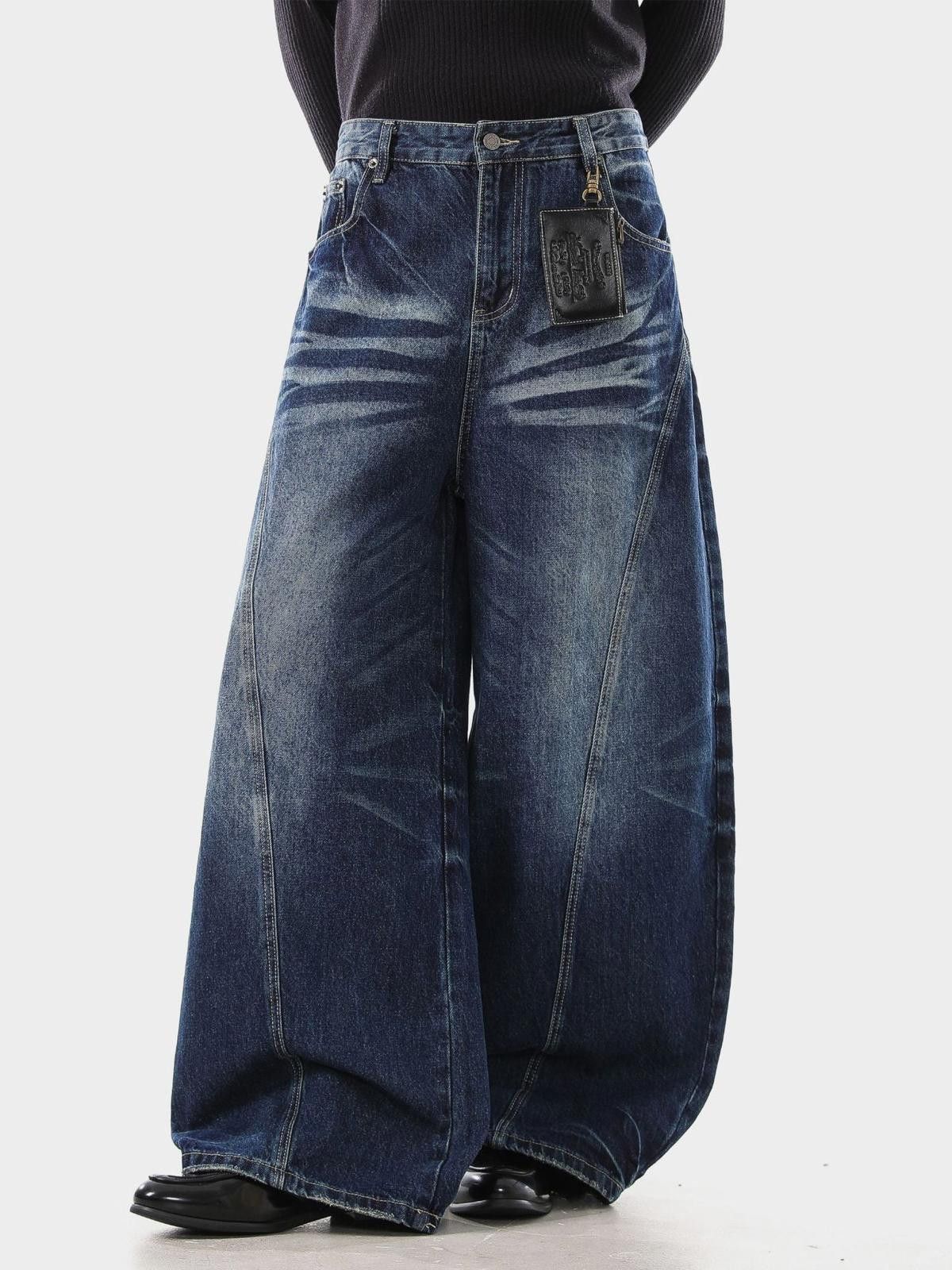 Vintage Wide Leg Denim Jeans, Baggy Loose Fit Jeans Size US 32 / EU 48 - 1 Thumbnail