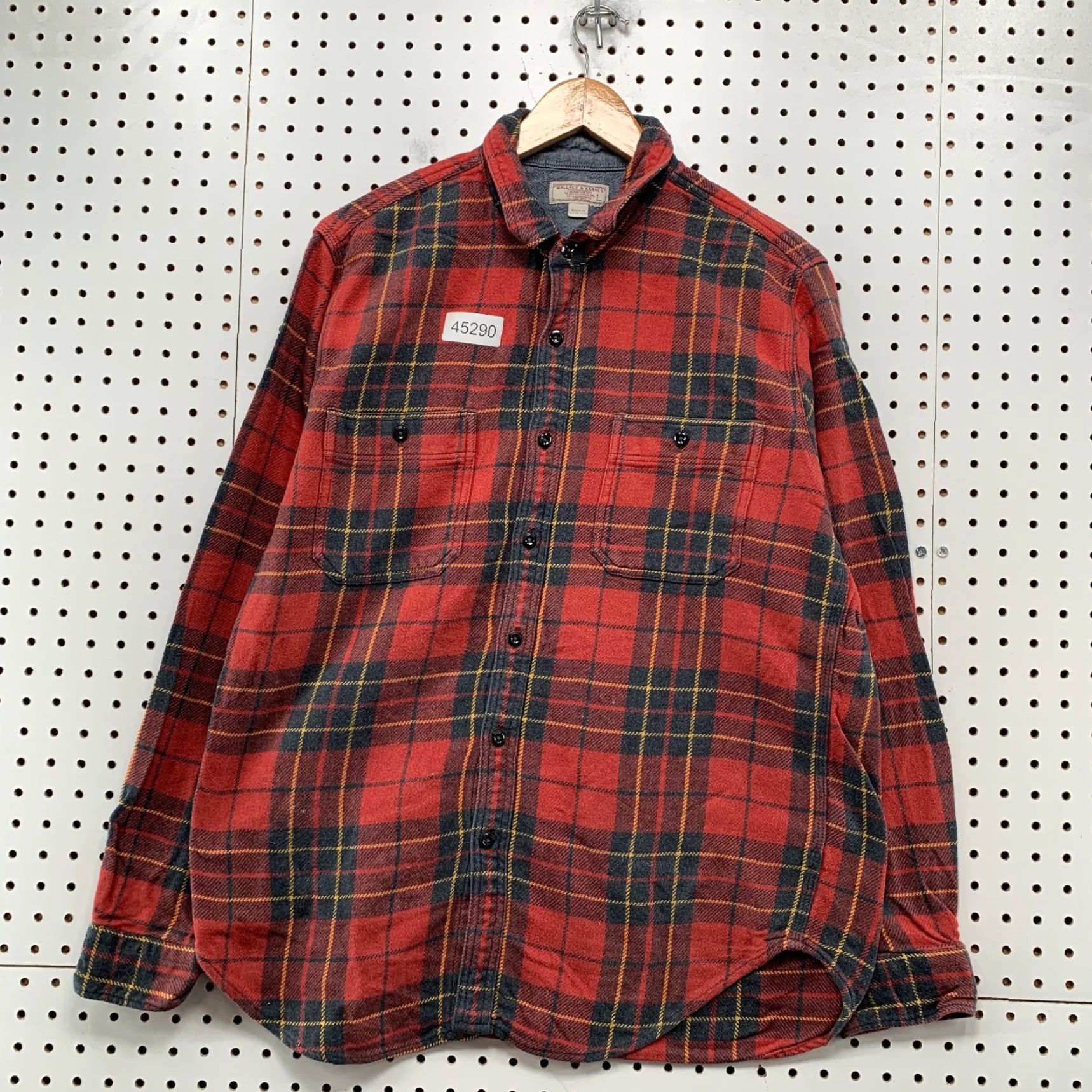 Wallace & Barnes VINTAGE Wallace & Barnes Flannel Button Shirt Mens Large Red Plaid Work Lumberjack Size US L / EU 52-54 / 3 - 2 Thumbnail