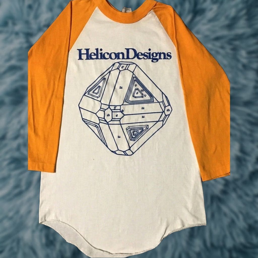 4SDESIGNS VINTAGE Helicon Designs T-Shirt XS White 3/4 Sleeve Crew Neck Men Small Single Stitch Grunge 80s 90s USA California Rock Tech Size US XS / EU 42 / 0 - 1 Thumbnail