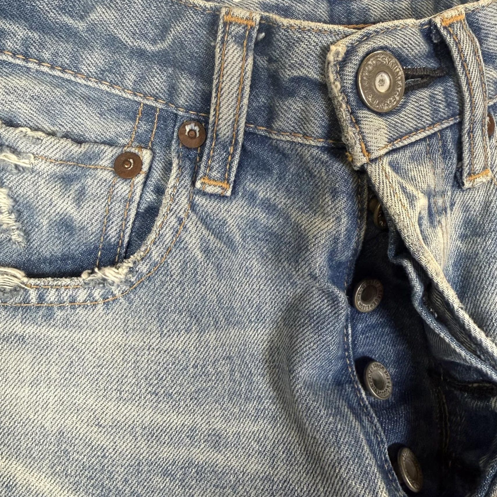 MOUSSY VINTAGE Moussy Jeans Women Size 23 Light Wash Distressed Straight Leg Blue (Ankle) Regular Slim? Size 40" / US 18 - 3 Thumbnail