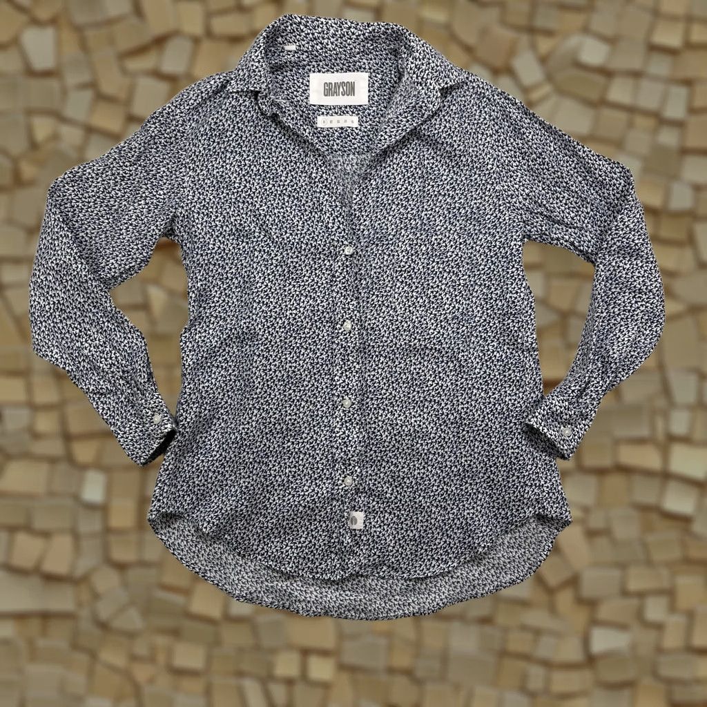 Vintage VINTAGE Grayson Button-Up Shirt Women XS Linen Birds Blue Long Sleeve Collared Button-Front Size XS / US 0-2 / IT 36-38 - 1 Thumbnail