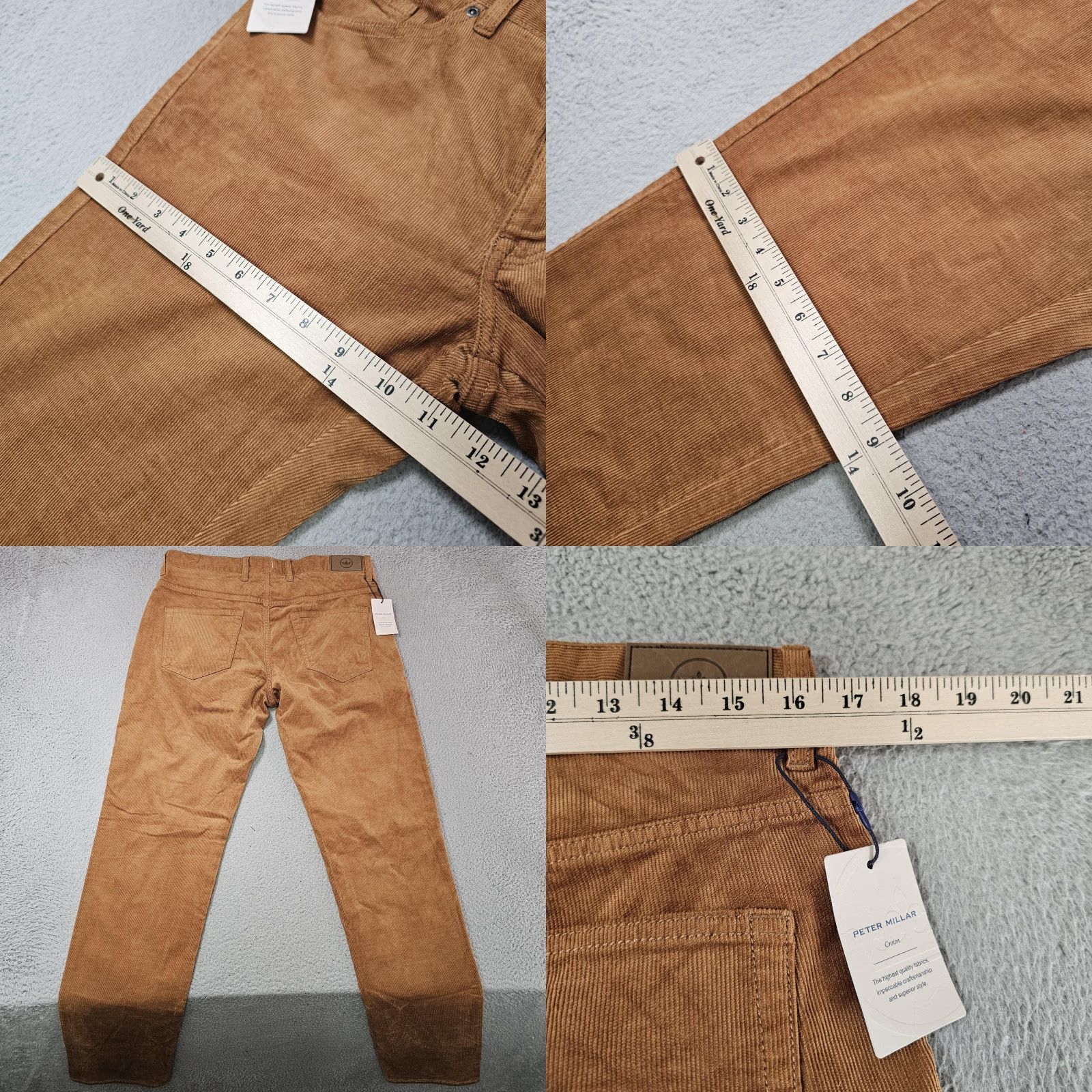 Peter Millar Peter Millar Crown Crafted Corduroy Pants Mens 32x34 Brown Cotton Modal Spandex Straight Flat Front Zip Pockets Logo MF23B29 Size US 32 / EU 48 - 8 Thumbnail