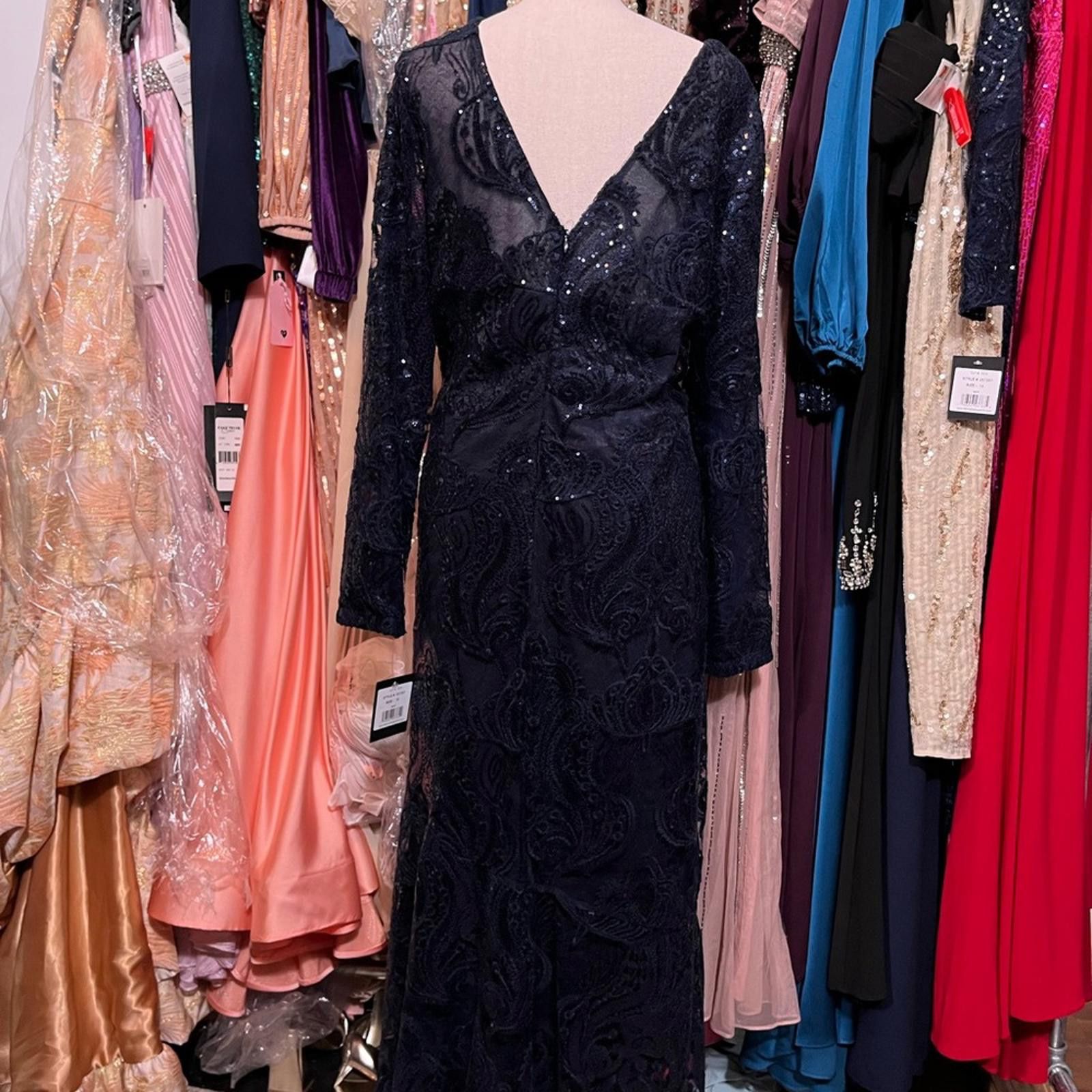 Wacko Maria MARINA Black Long Sleeve Gown for Wedding Guest Size XXL / US 16-18 / IT 52-54 - 6 Thumbnail