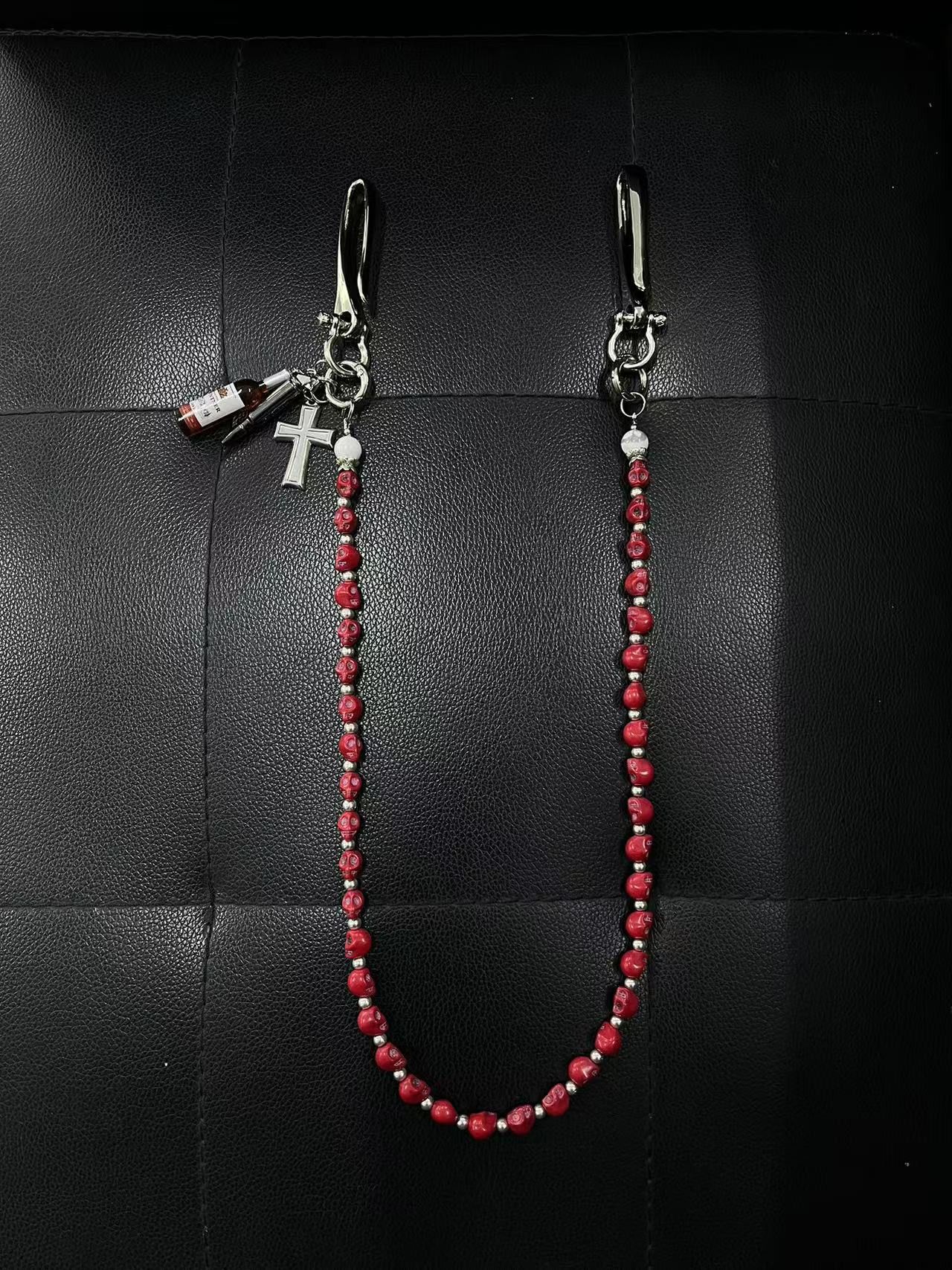 Japanese Brand × Vintage Ainworth Cross Chain – Red Skull Punk Waist Chain Size ONE SIZE - 5 Thumbnail