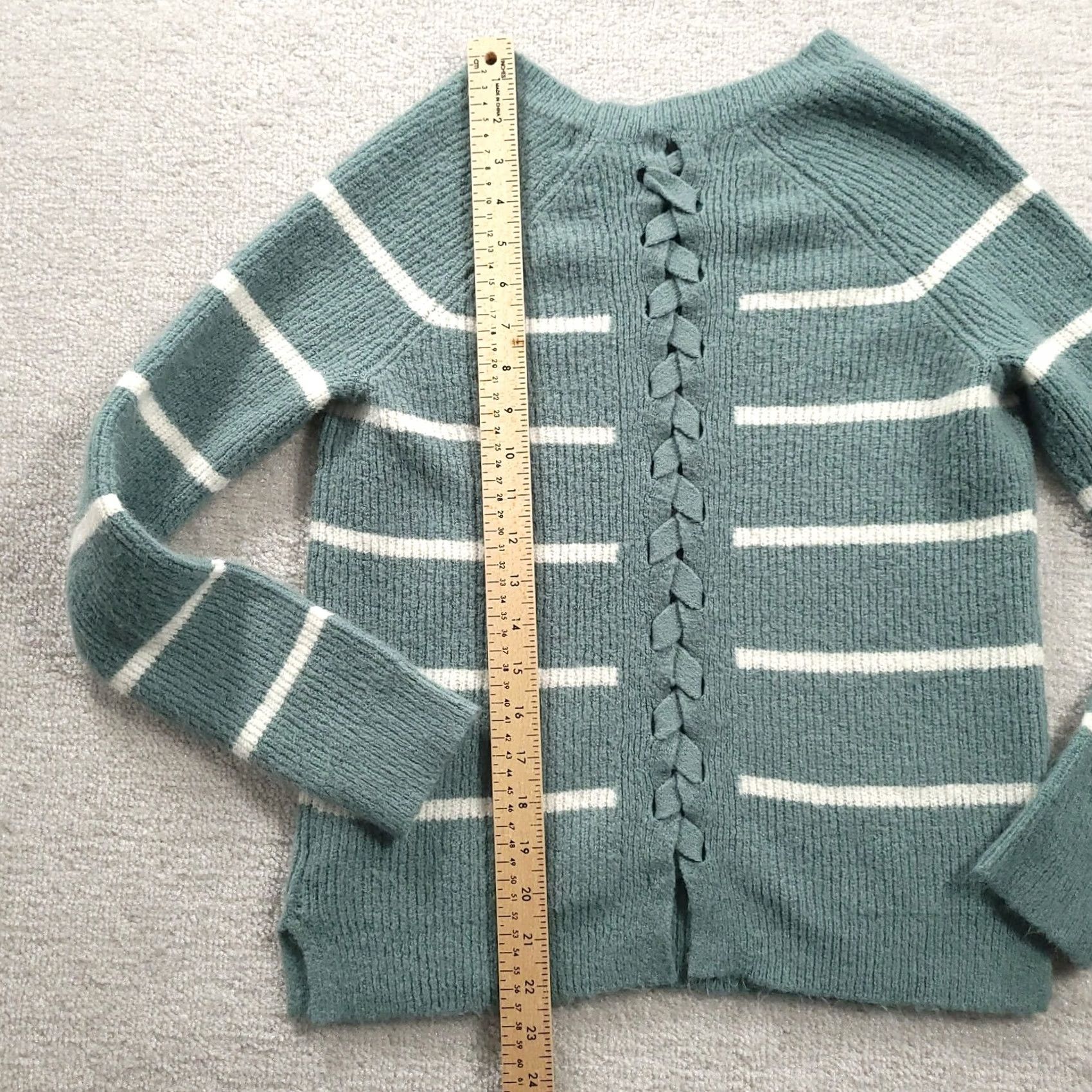 Vintage Pink Rose Sweater Striped Sz. Medium Laced Back Size M / US 6-8 / IT 42-44 - 5 Thumbnail