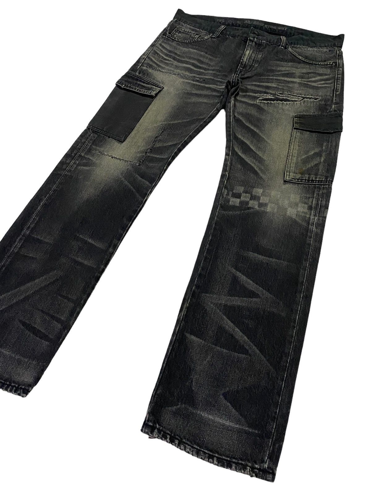 Japanese Brand × Neighborhood Neighborhood Black Icon Distressed Cargo Denim Size US 35 - 22 Thumbnail