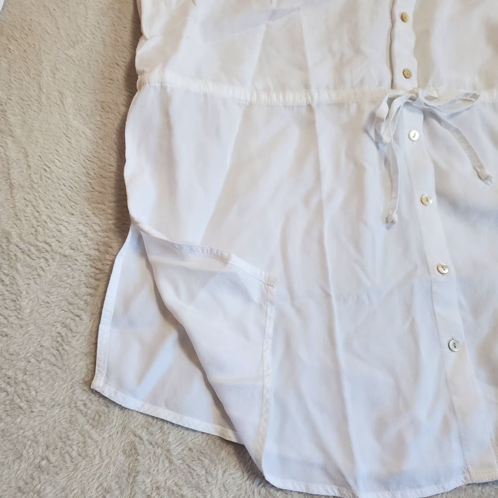 J. Jill J Jill Shirt Dress Women 2X White Tencel Button Front Tie Waist Roll Tab Sleeve Size XXL / US 16-18 / IT 52-54 - 7 Thumbnail