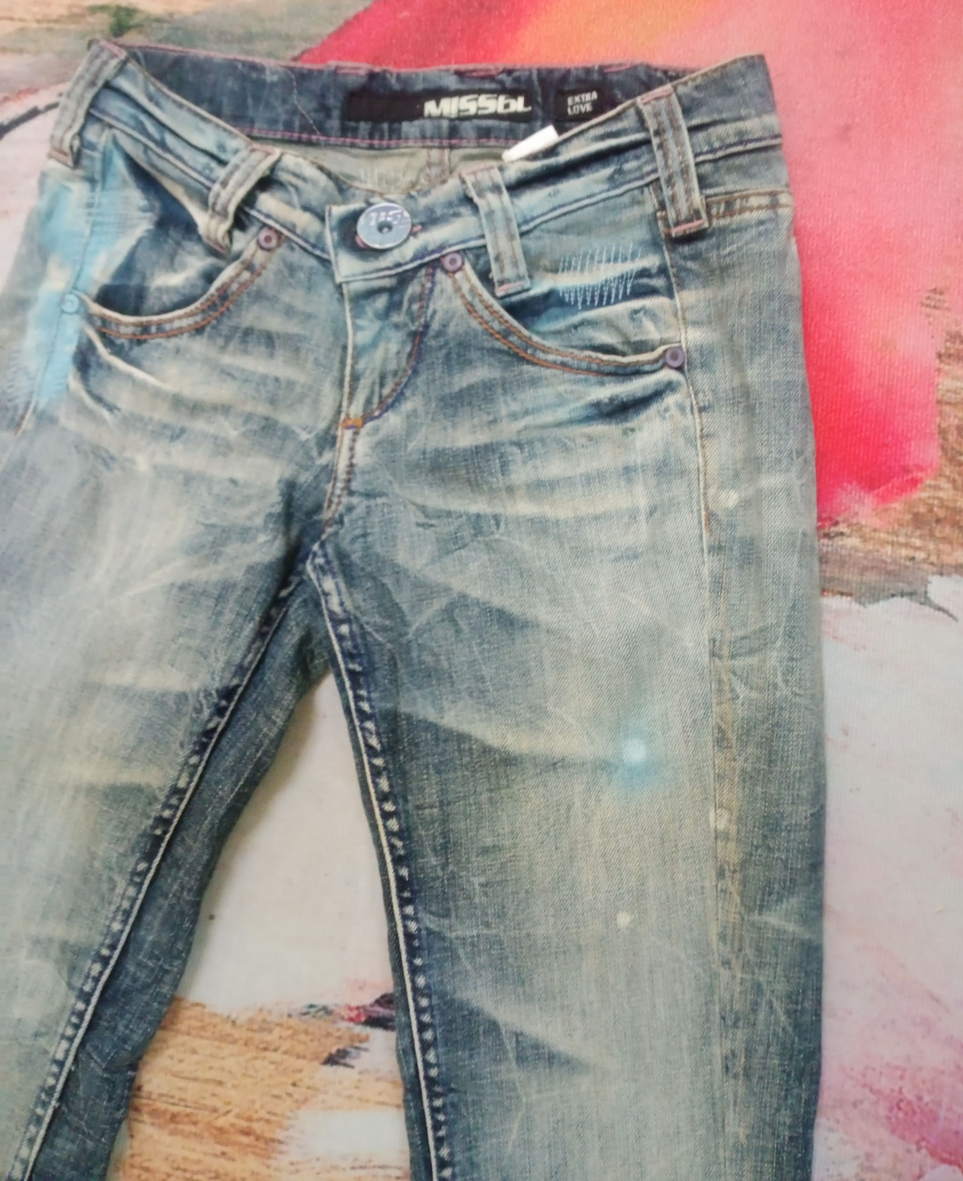 If Six Was Nine Rare Miss Sixty Flare Distressed Bootcut Jeans Size 28" / US 6 / IT 42 - 13 Thumbnail