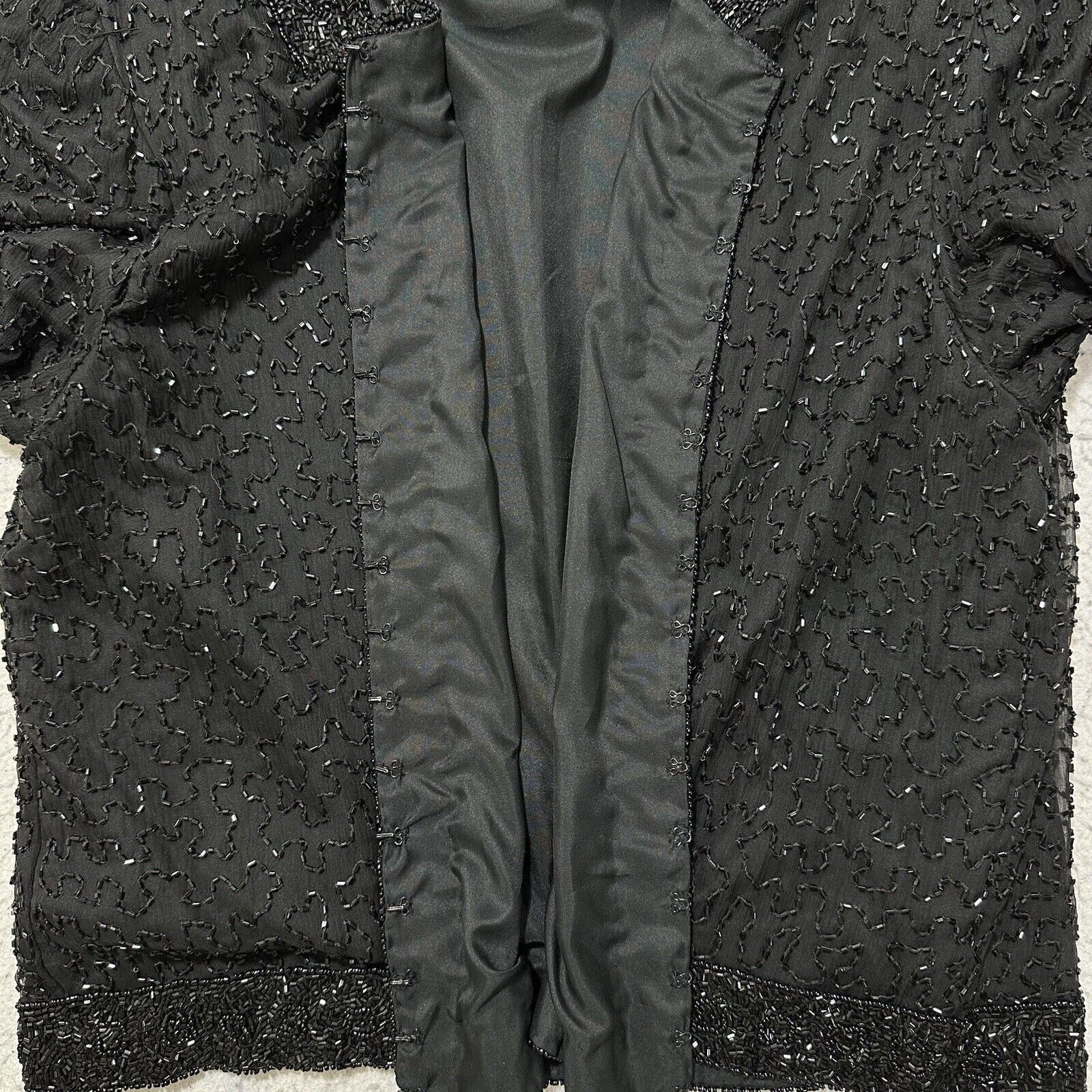 Vintage Vintage Stenay Medium Silk Bead Blazer Black Evening Jacket Size M / US 6-8 / IT 42-44 - 8 Thumbnail
