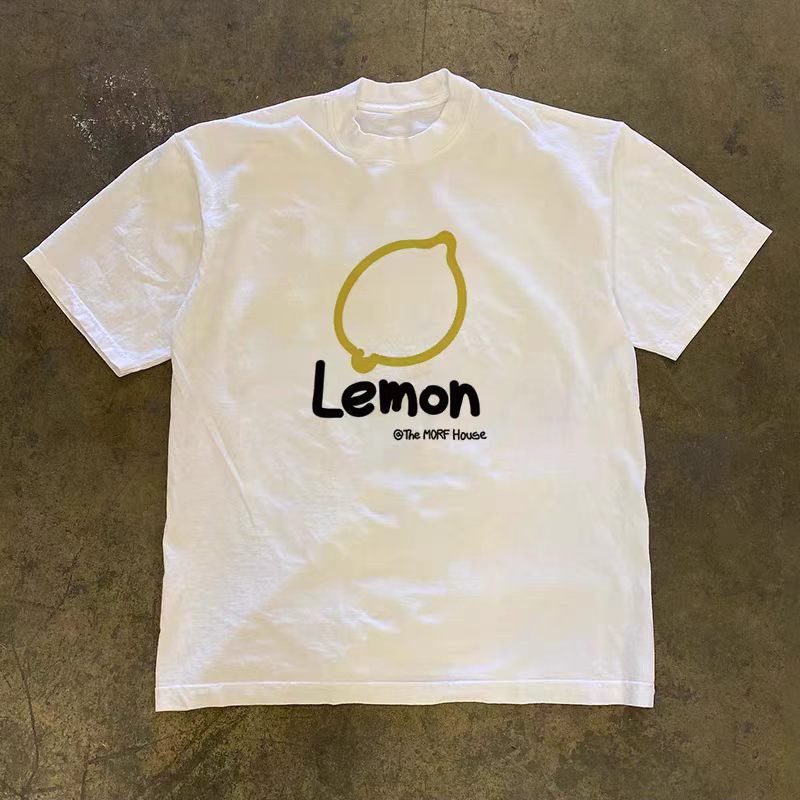 White Vintage-Style Lemon-Print T-Shirt, Men's