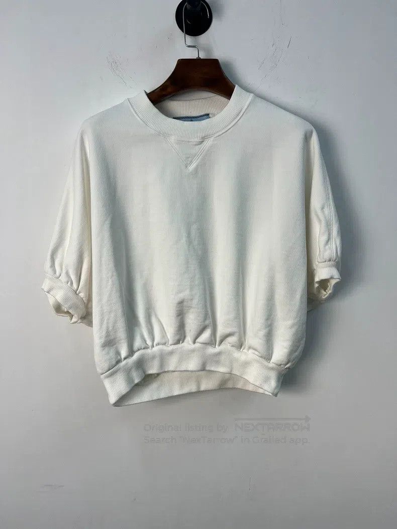 Prada Prada White triangle letter logo short-sleeved sweatshirt Size S / US 4 / IT 40 - 1 Thumbnail